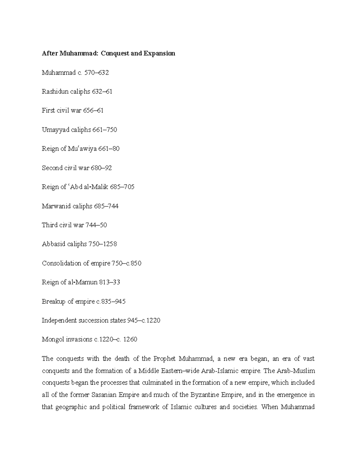 After Muhammad Conquest and Expansion - After Muhammad: Conquest and ...