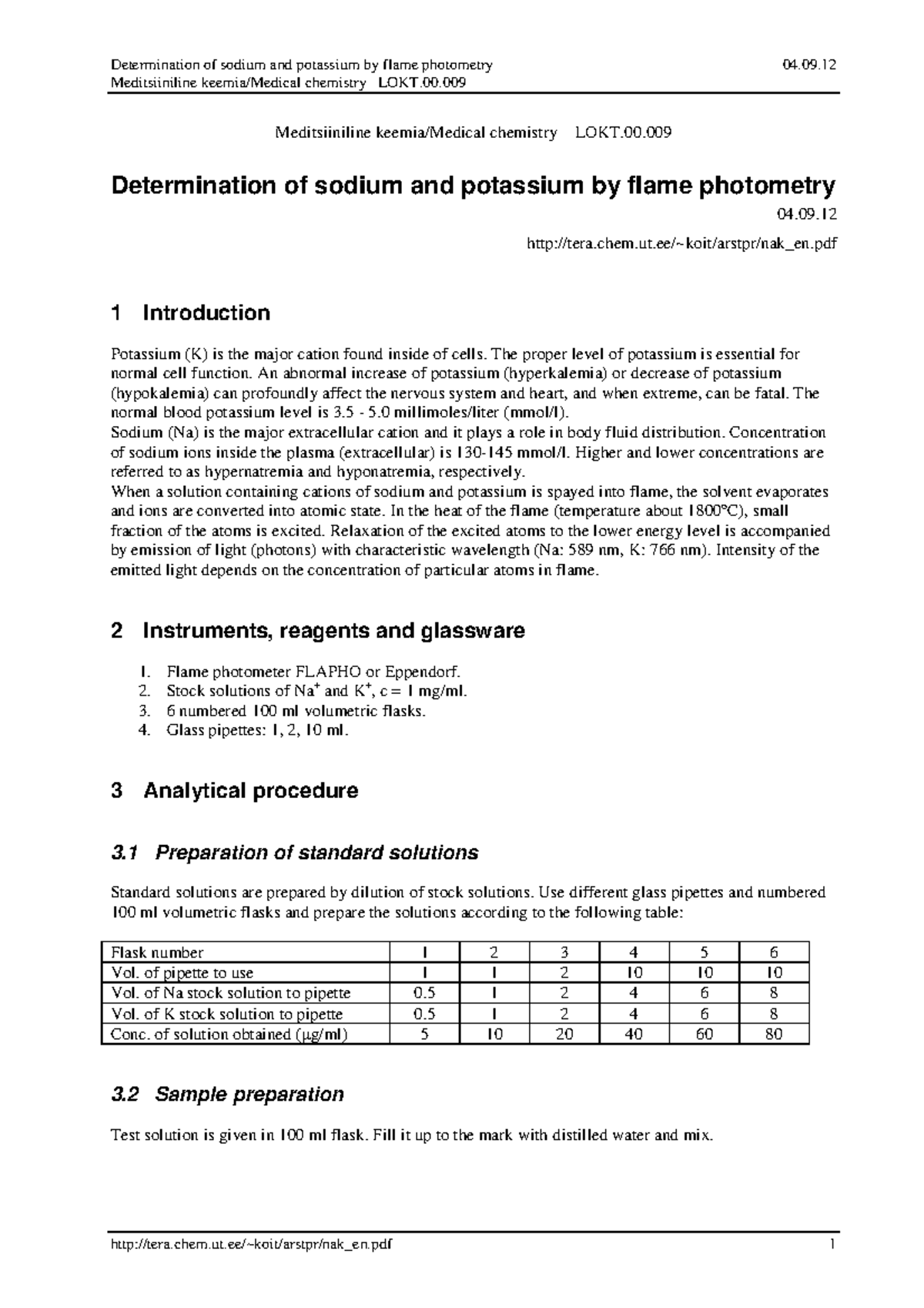 Flamephotometer FJGJK Determination of sodium and potassium by