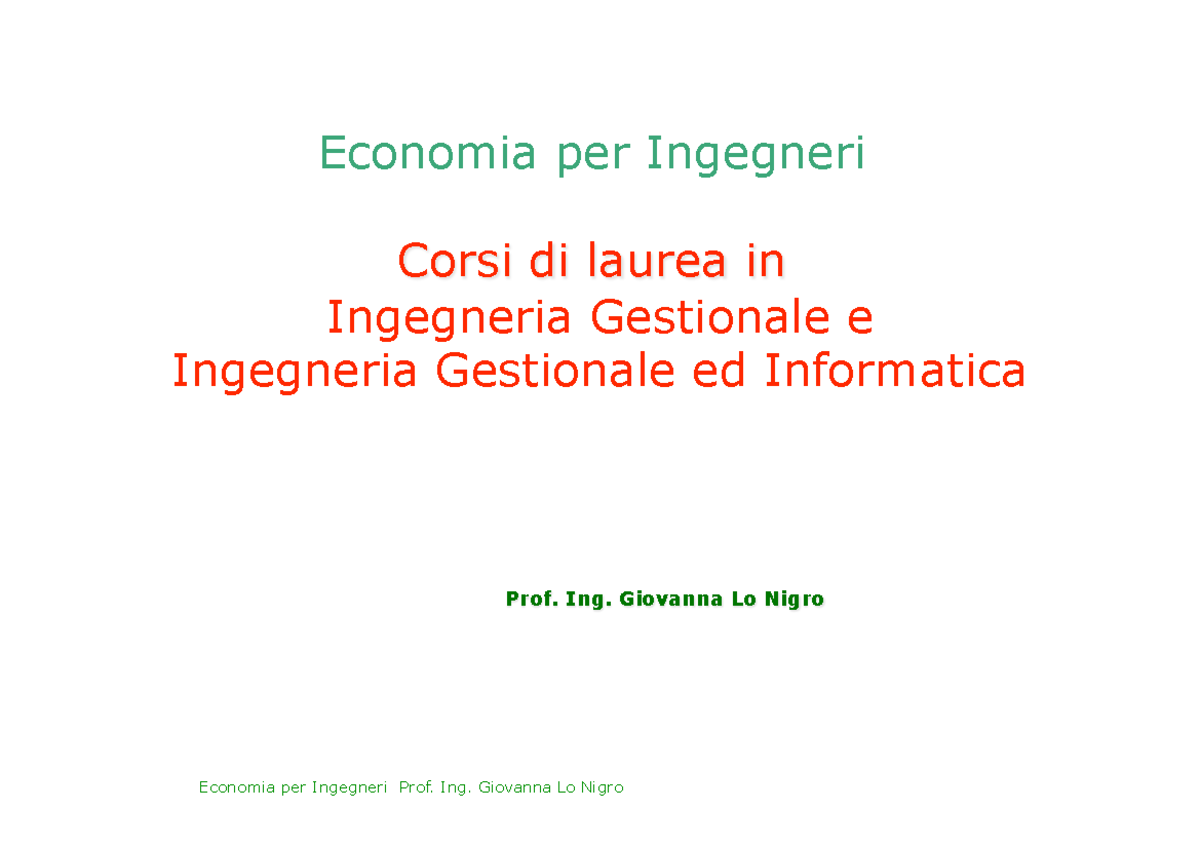 Economia E Management Per Ingegneri Pilati
