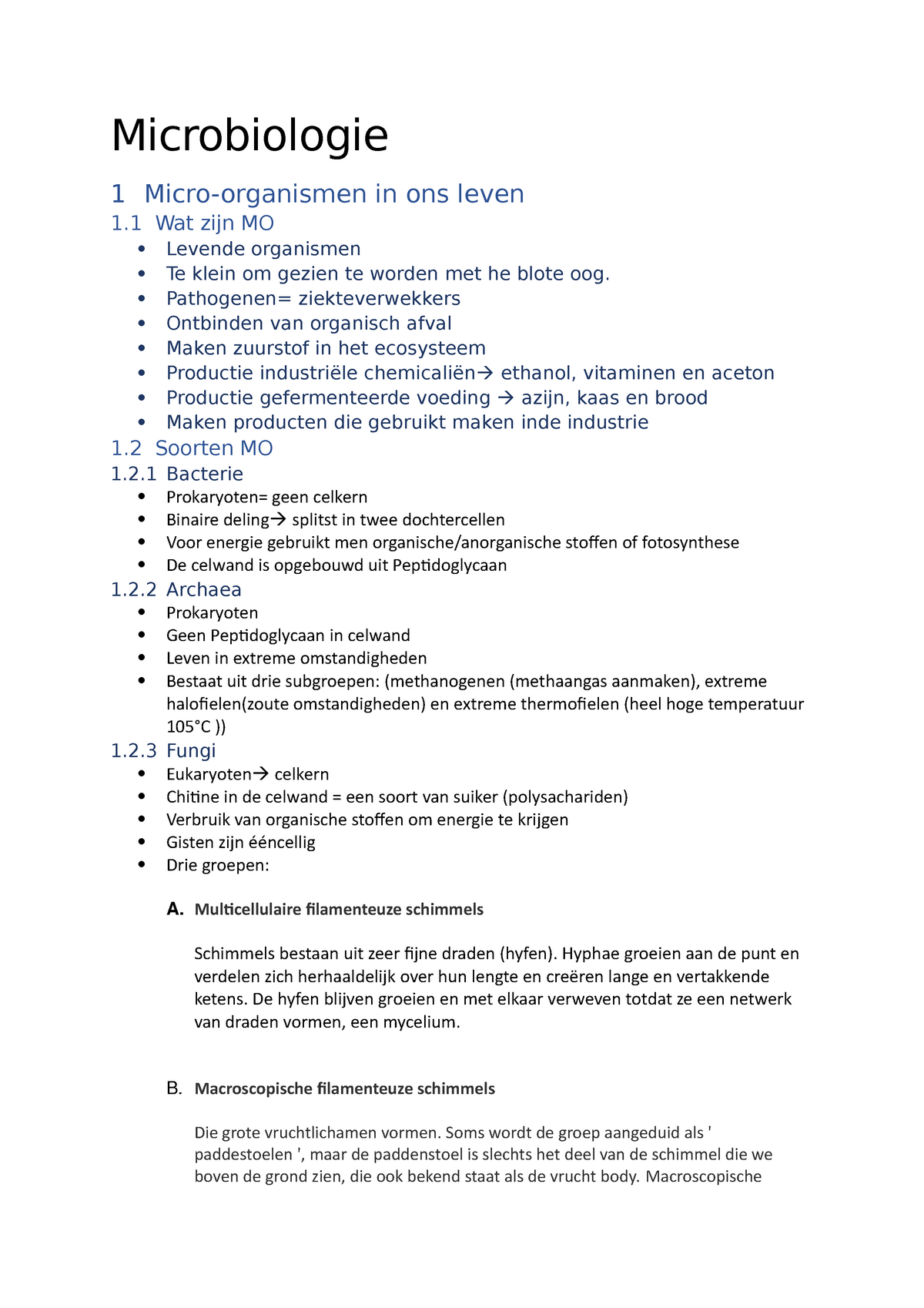 Microbiologie - H1-h3 - Microbiologie 1 Micro-organismen In Ons Leven 1 ...