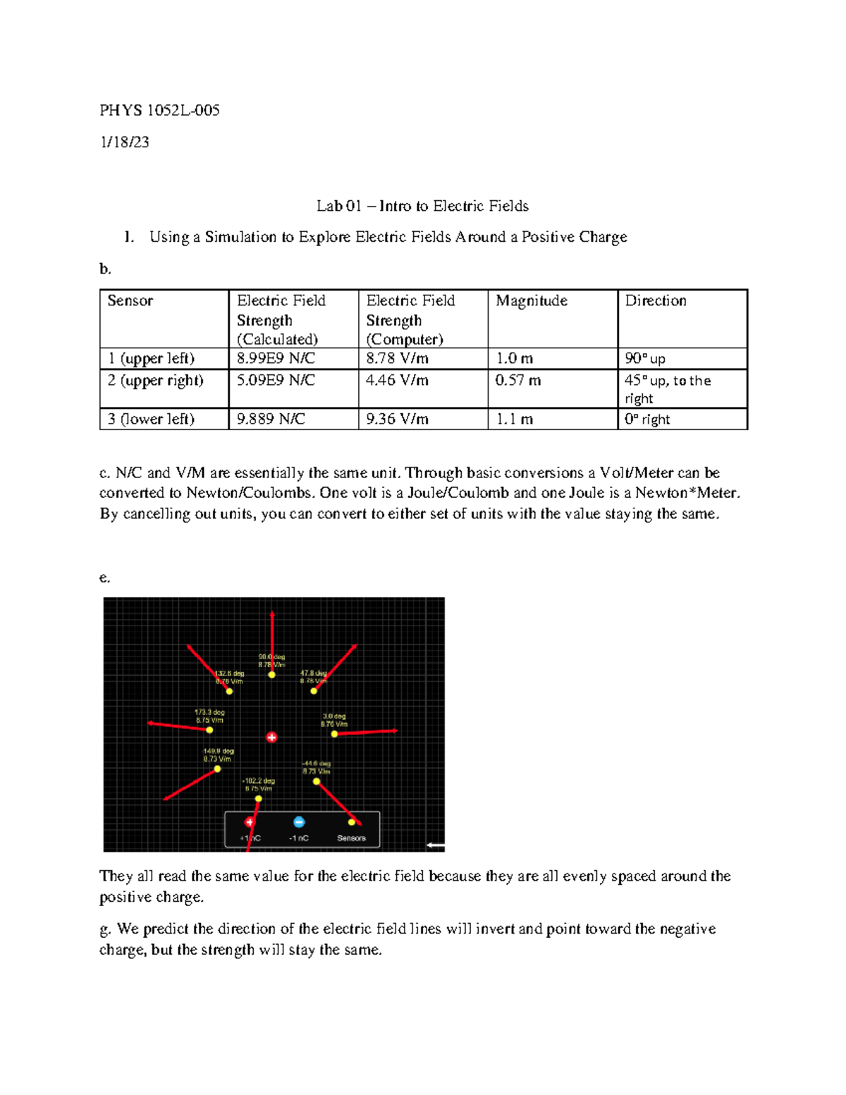 Lab 1 - Intro To Electric Fields - PHYS 1052L- 1/18/ Lab 01 – Intro To ...