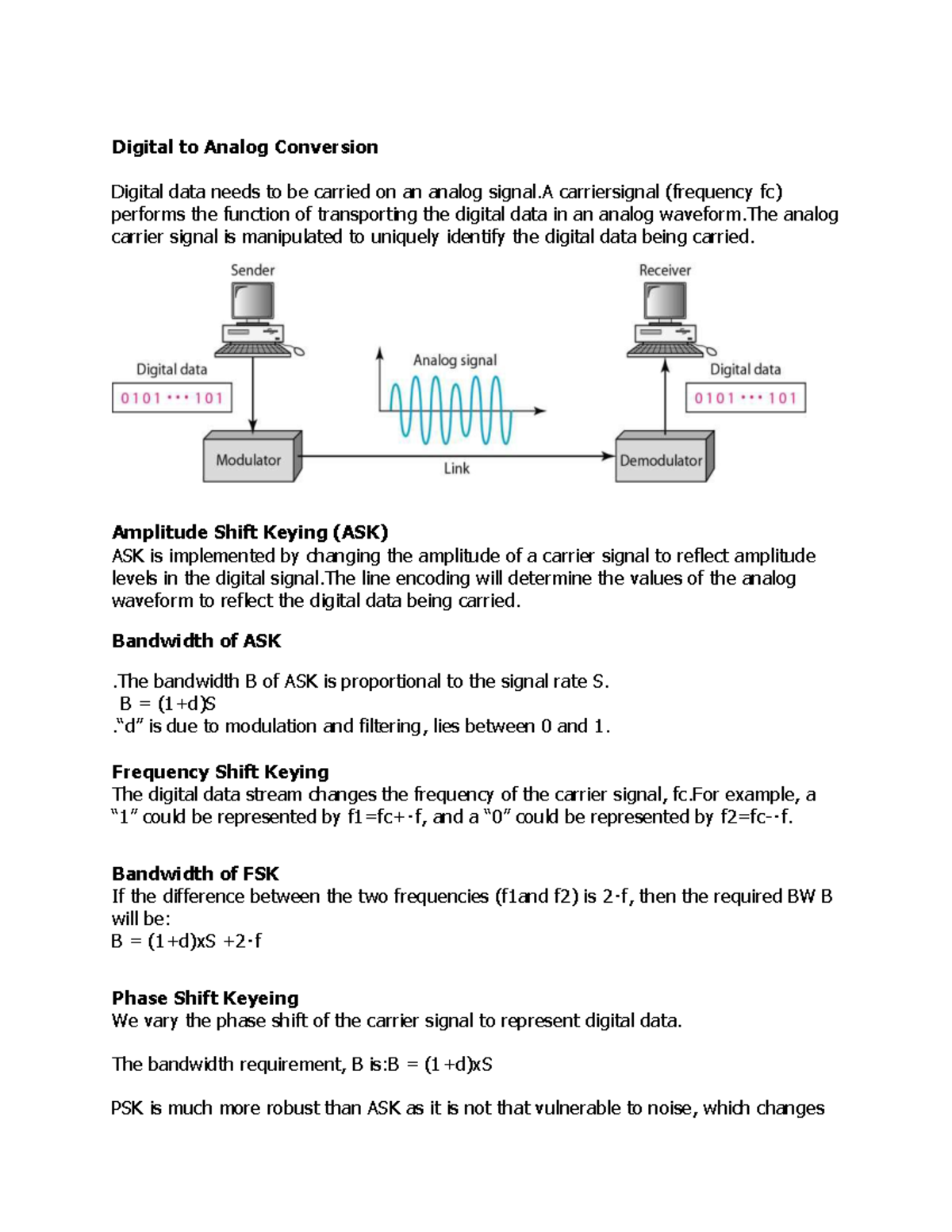 Digital to analog notes Digital to Analog Conversion Digital data