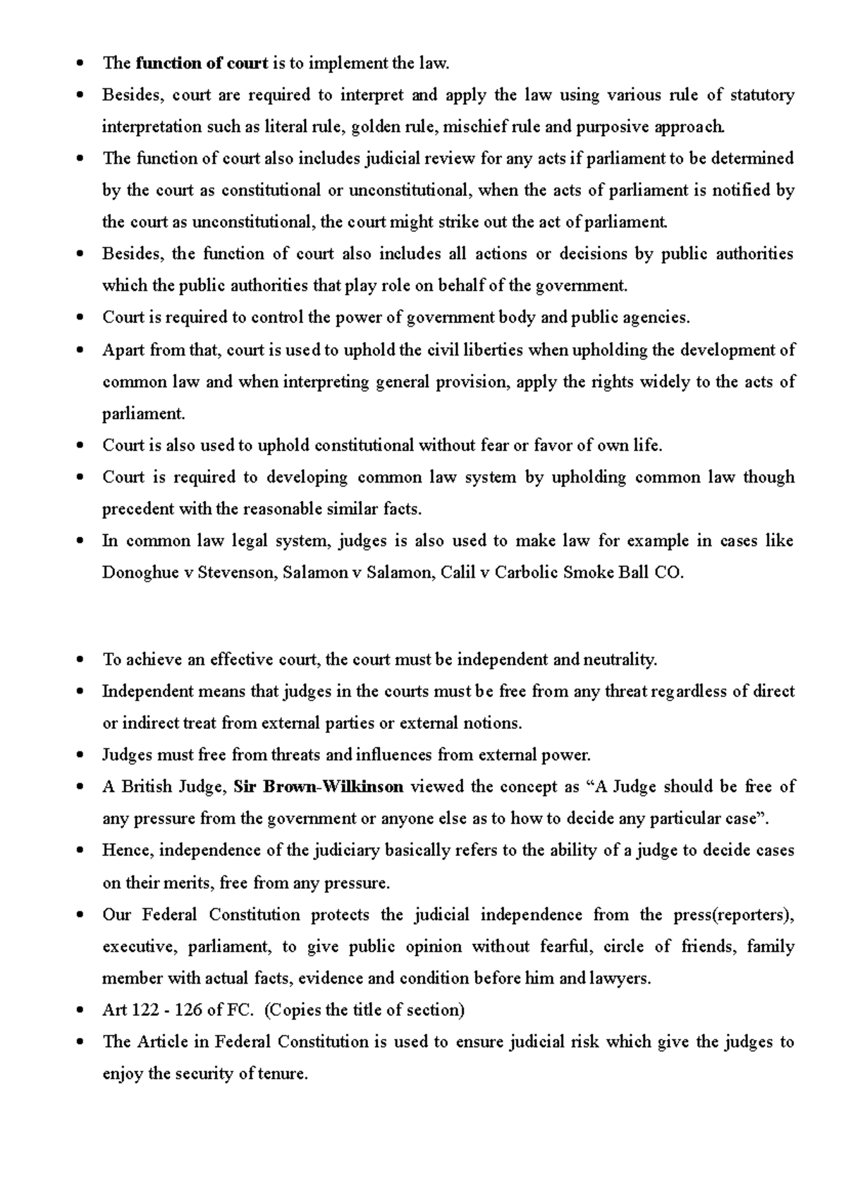 Final preparation constitutional law 3 The function of court is to
