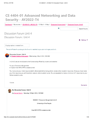 Cs 4404 Assignment Unit 4 - Written Assignment Unit 4 Advance ...