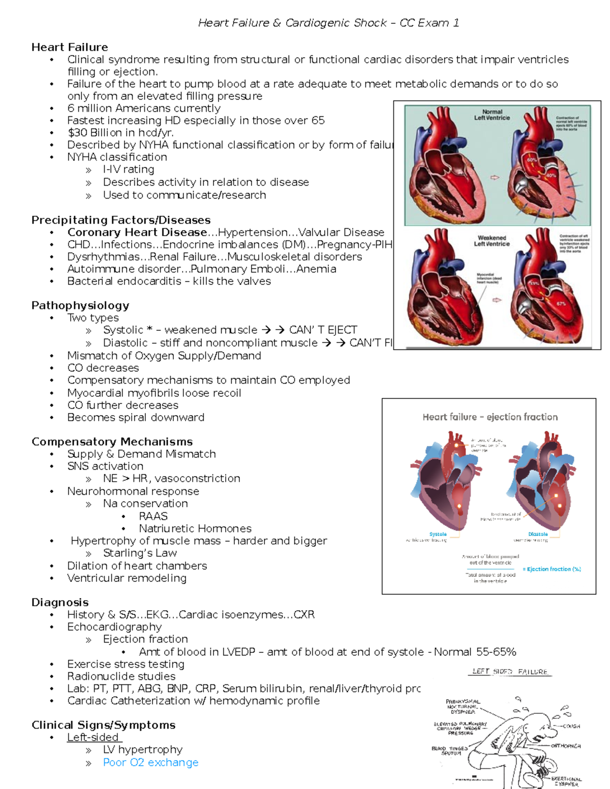 HF and Cardiogenic Shock - CC Exam 1 - Heart Failure & Cardiogenic ...