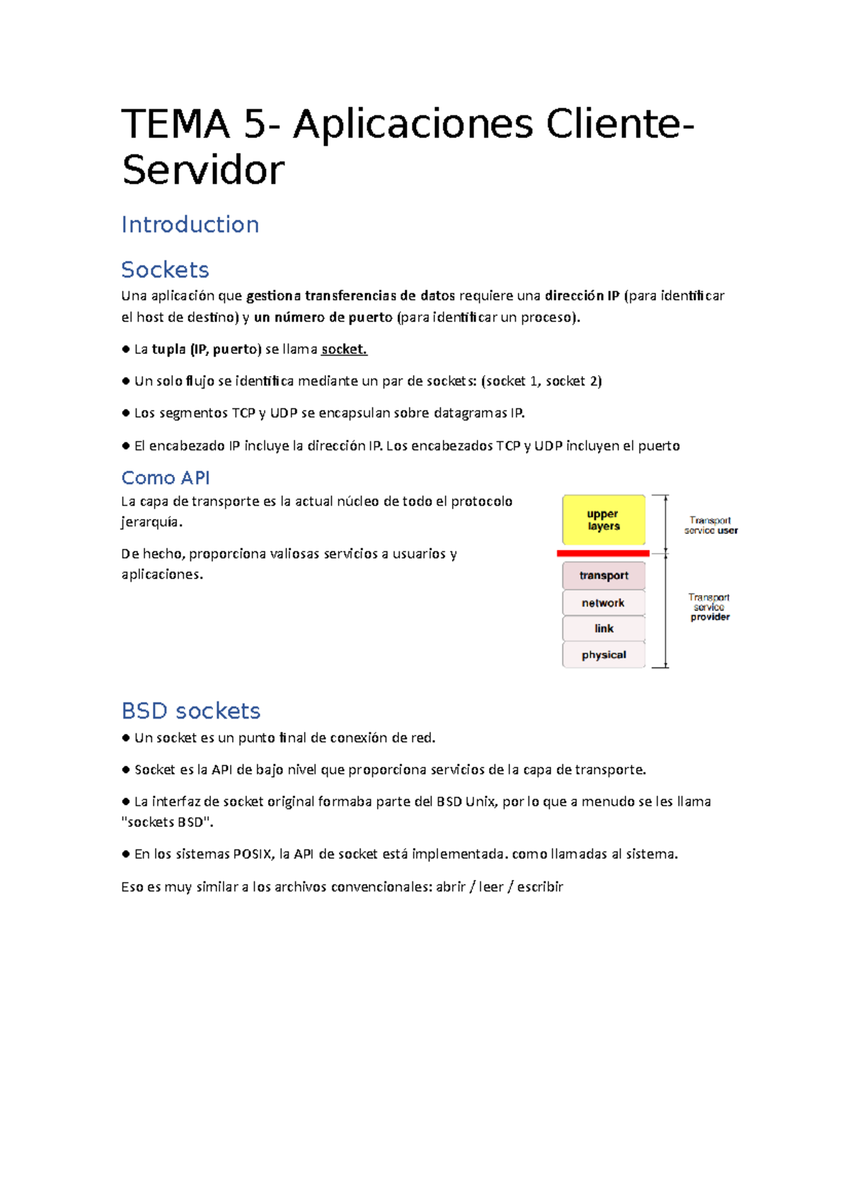 Tema5 Redes Sockets - Lecture notes 5 - TEMA 5- Aplicaciones Cliente ...