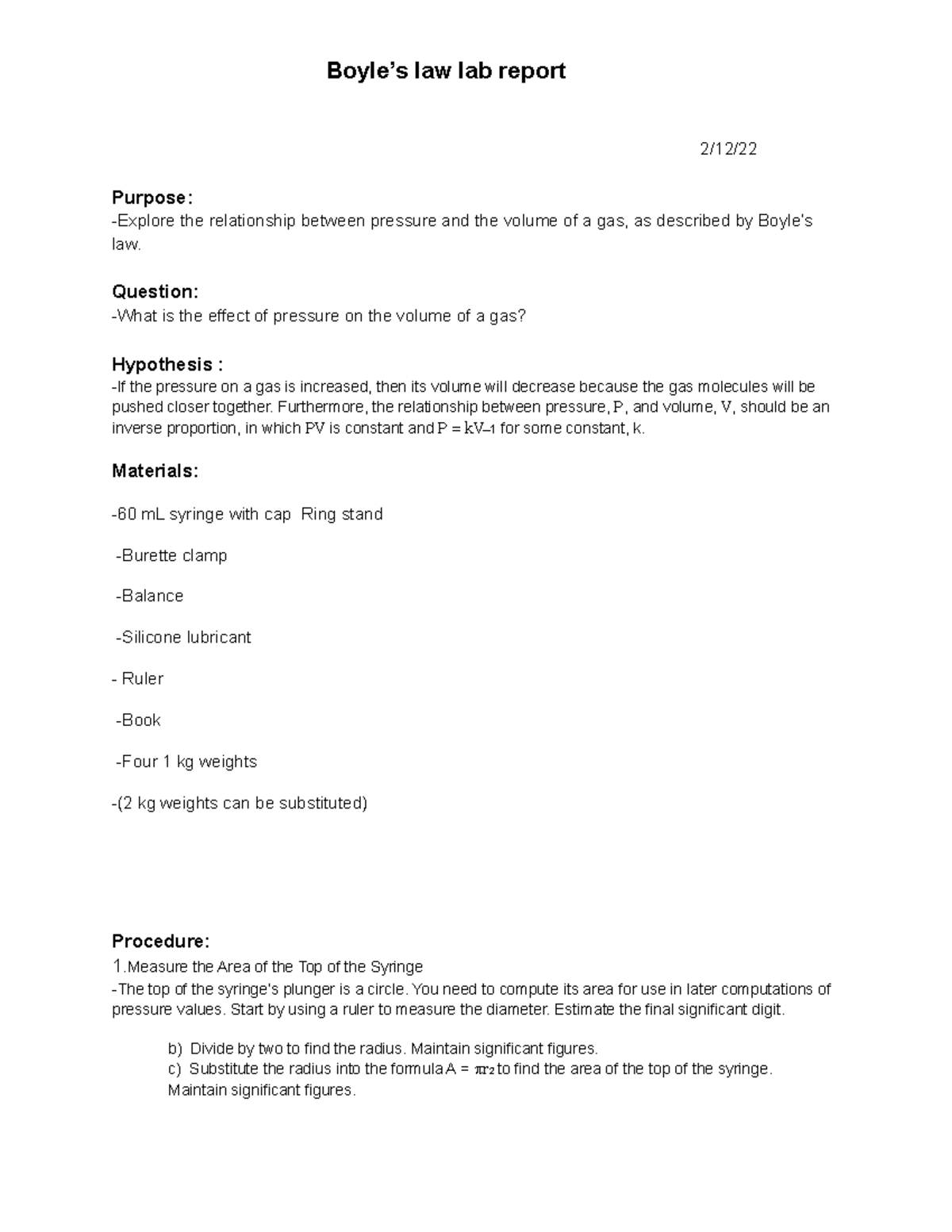 boyle's law experiment memo