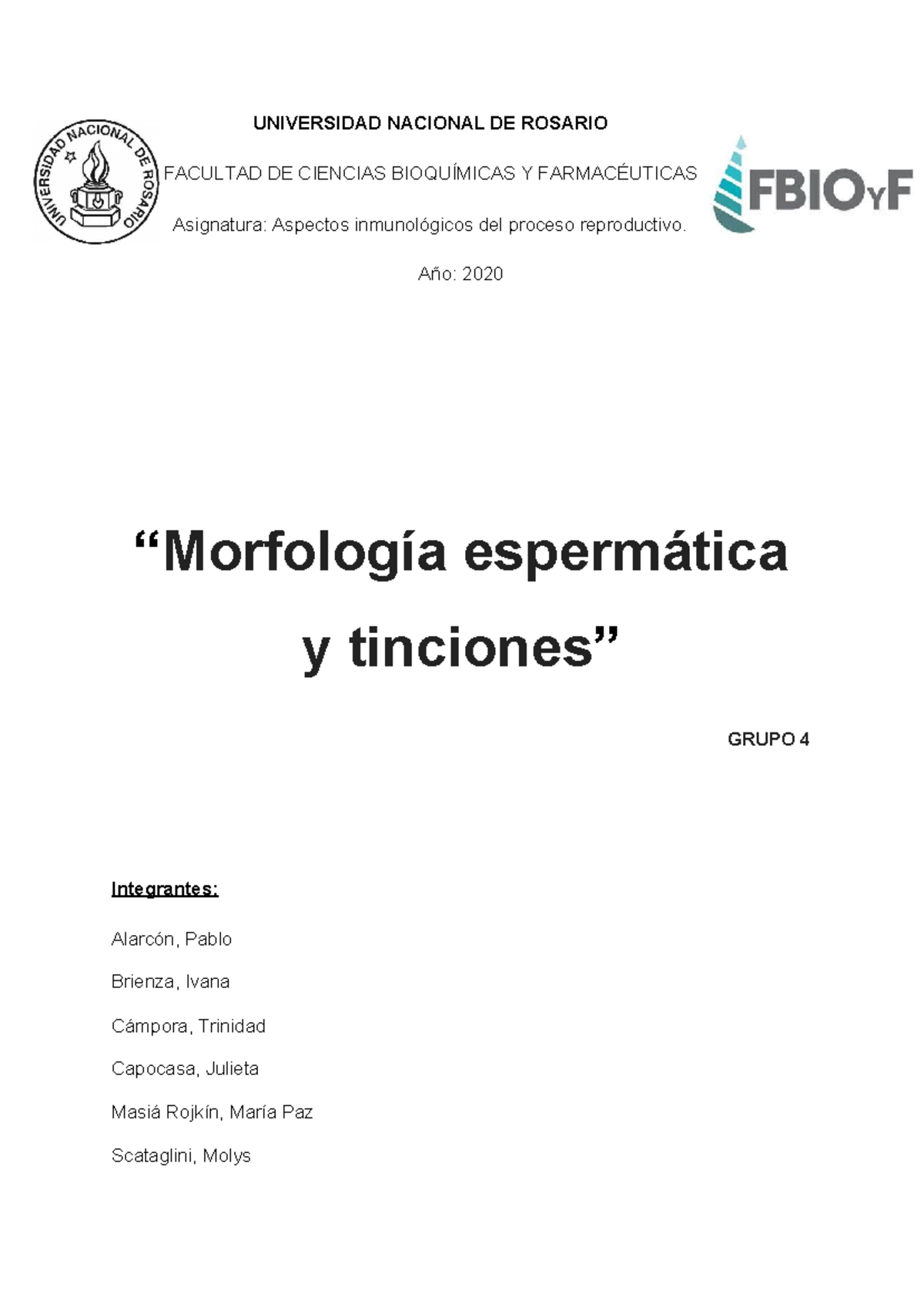 Morfolog Ã­a Y Tinciones - UNIVERSIDAD NACIONAL DE ROSARIO FACULTAD DE ...