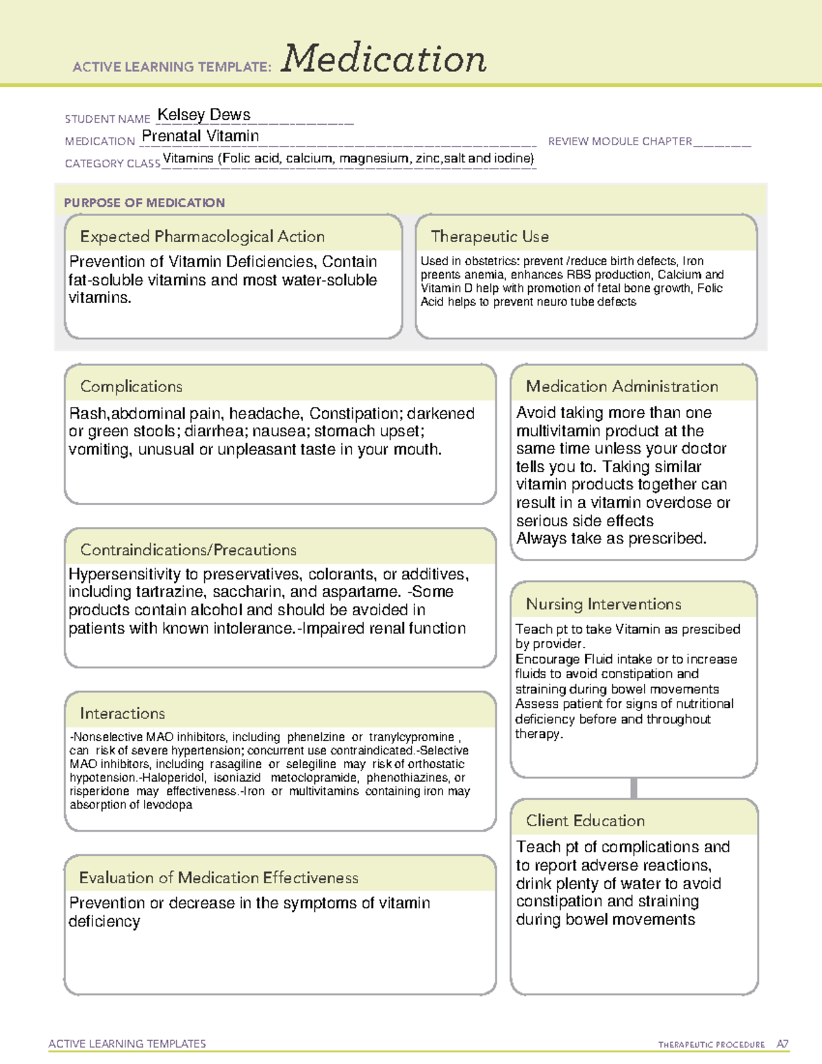 Active Learning Template medication ACTIVE LEARNING TEMPLATES