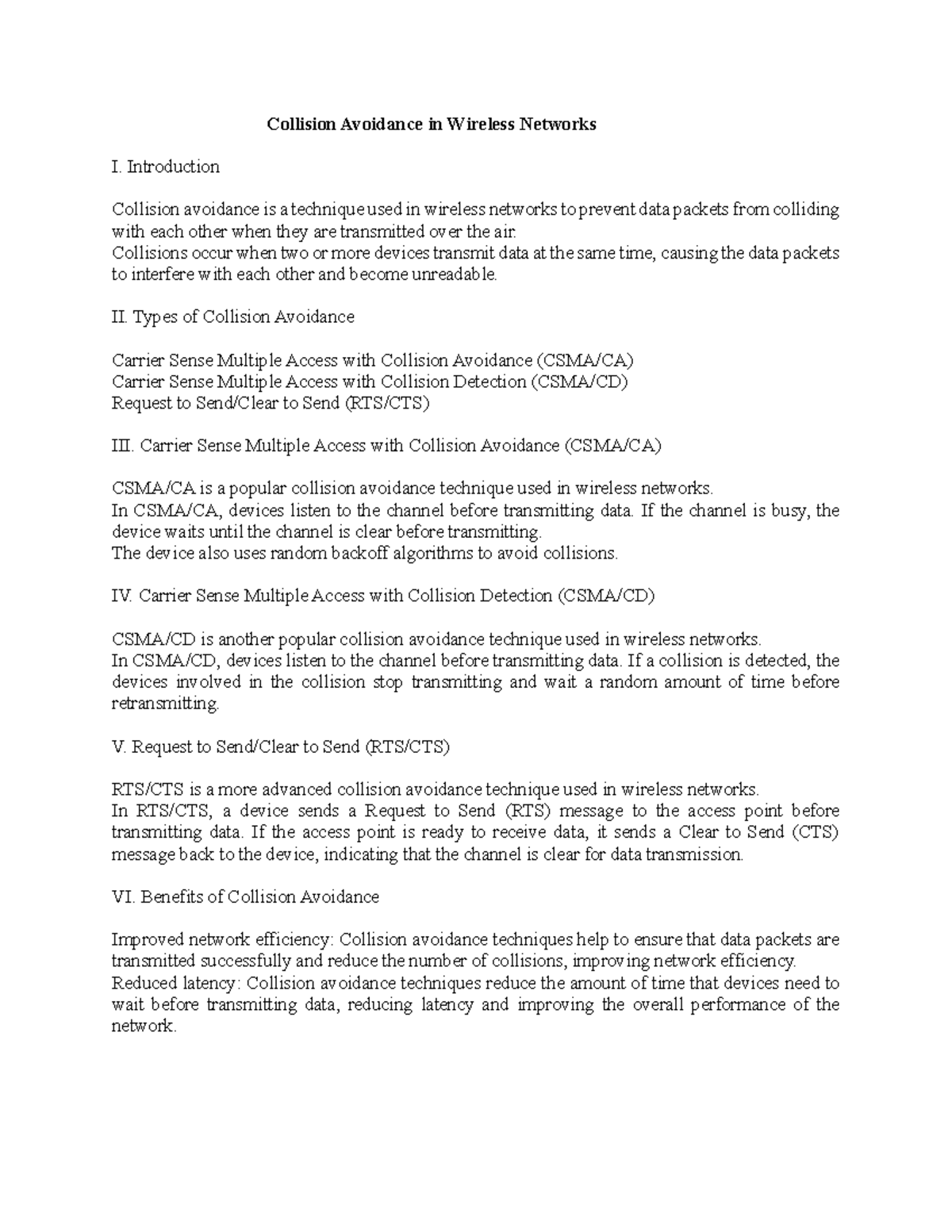 Collision Avoidance in Wireless Networks - Introduction Collision ...