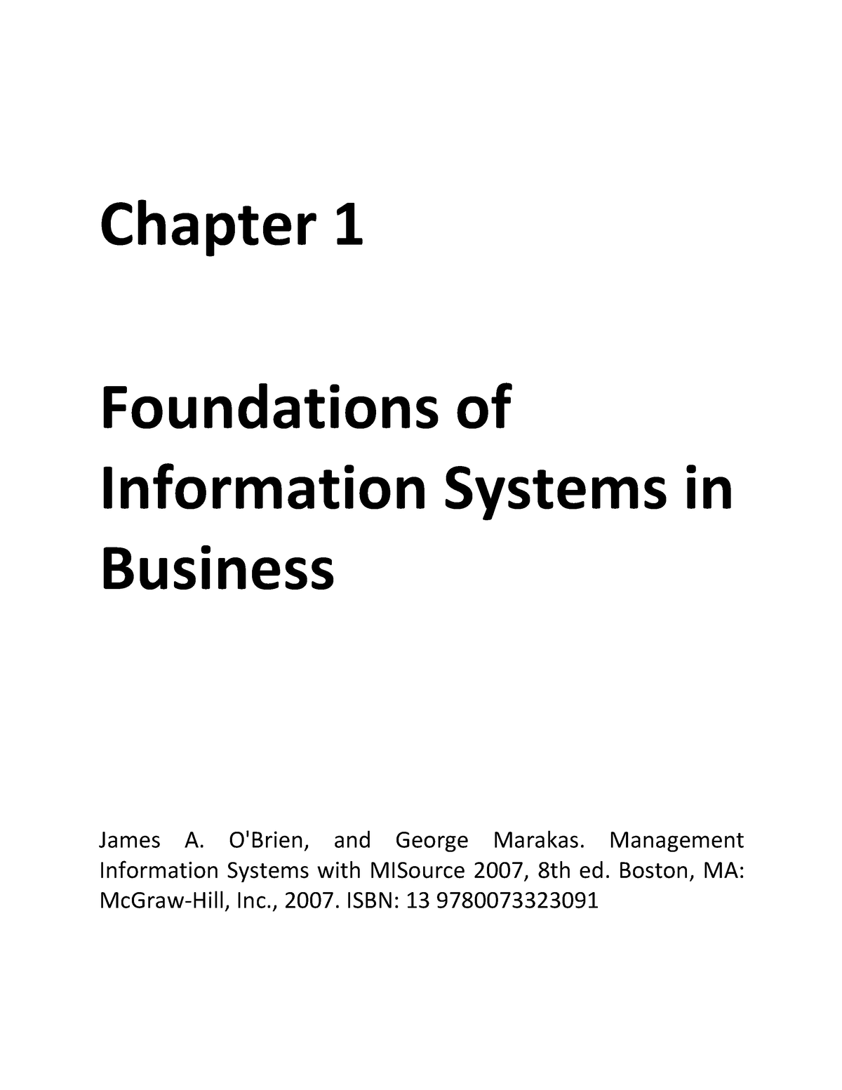 Chapter 1 - Foundations Of Information Systems In Business - Chapter 1 ...