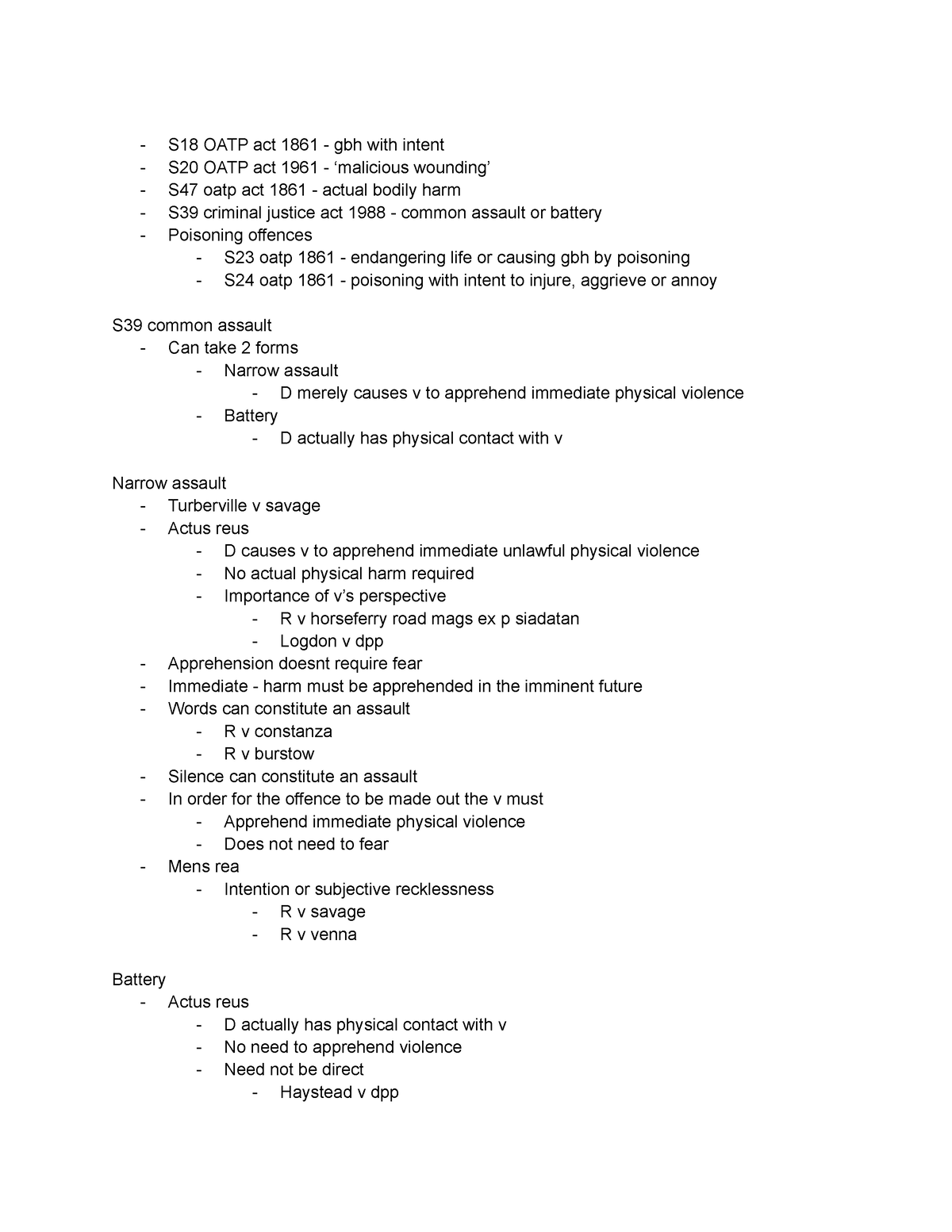 non-fatal-offences-criminal-s18-oatp-act-1861-gbh-with-intent-s20-oatp-act-1961