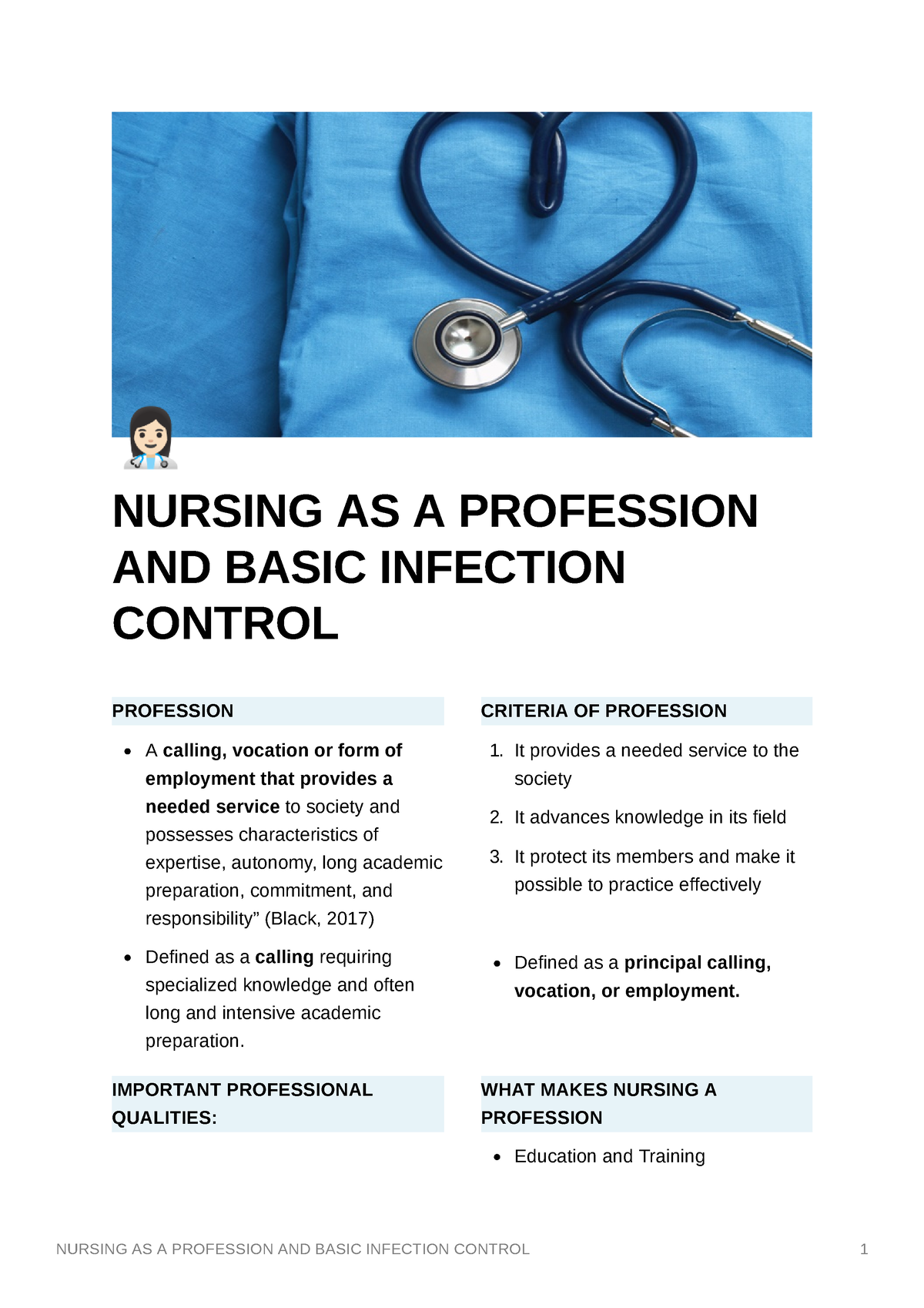 Nursing As A Profession - NURSING AS A PROFESSION AND BASIC INFECTION ...