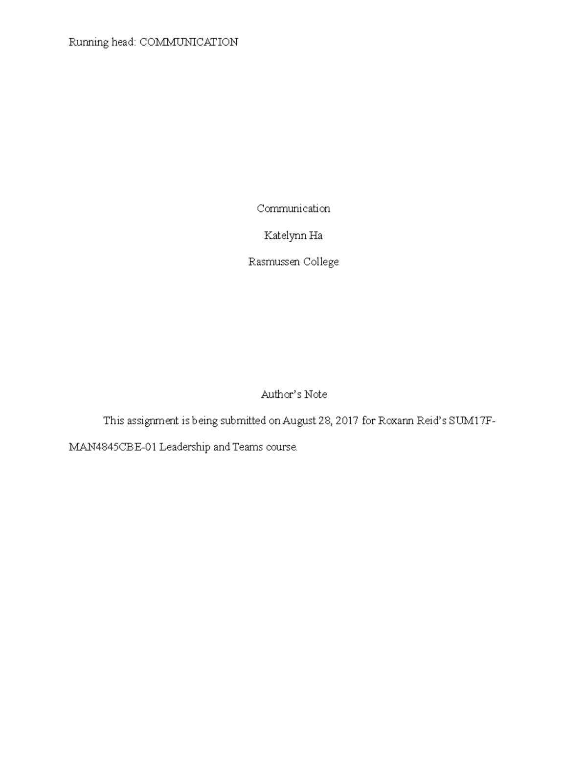 Kha Deliverable 5 L&T - Required assignment - Running head ...