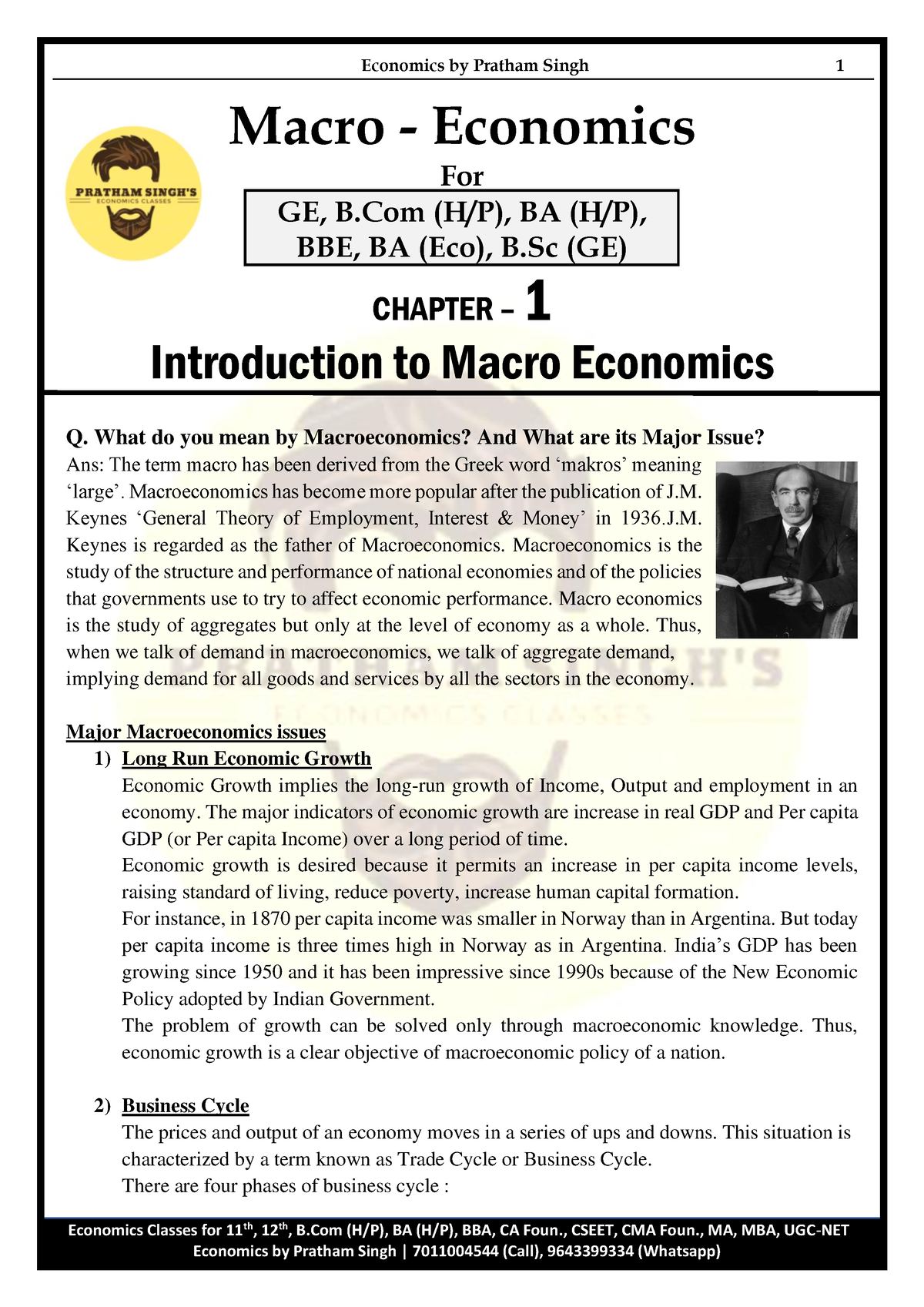 Ch-1 Introduction To Macroeconomics - Economics By Pratham Singh 1 ...