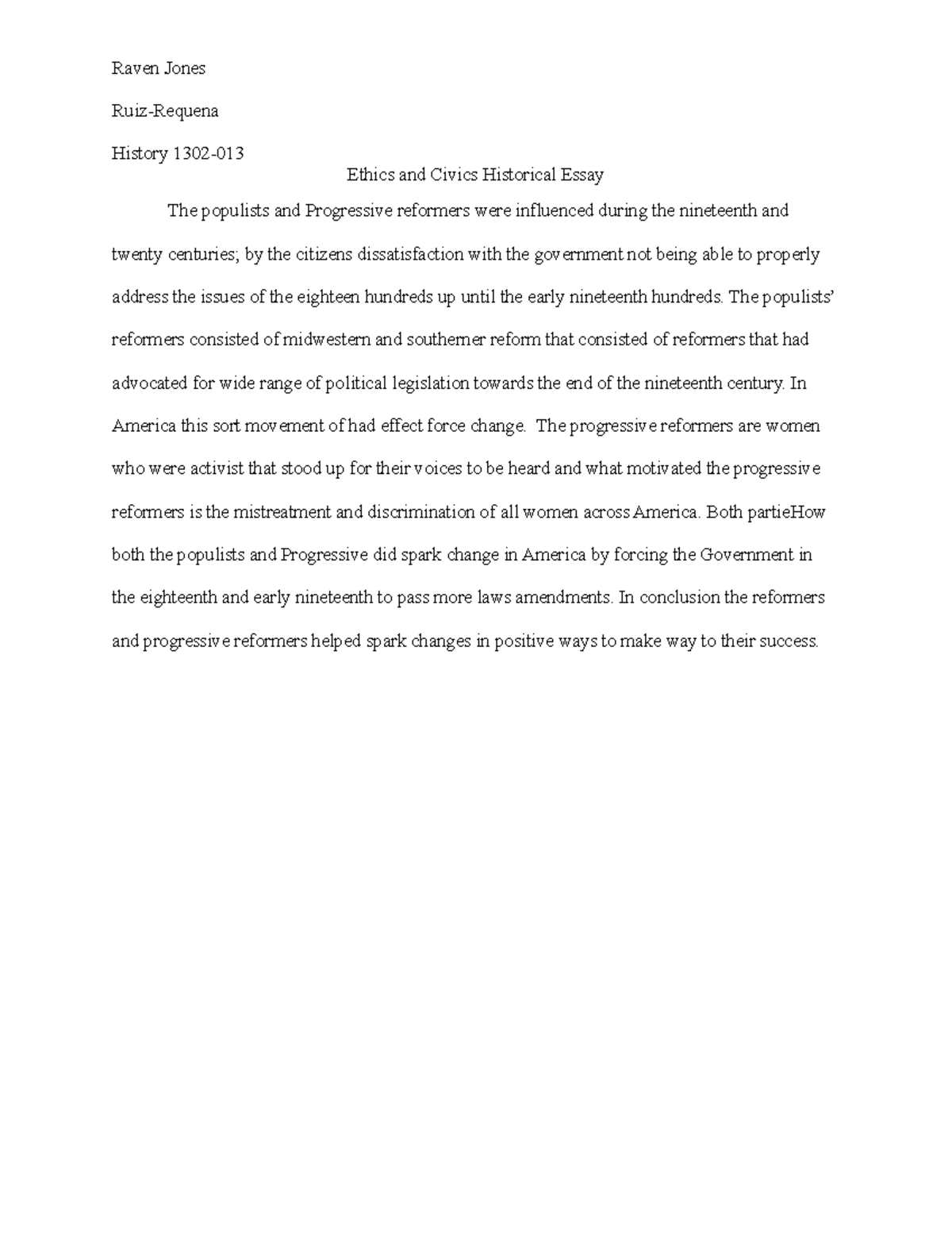 essay on ethics and civics