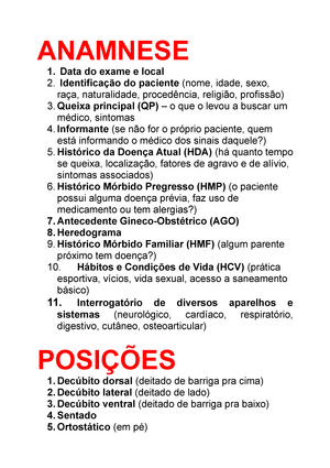 Anamnese Ham III 03-08 - Semiologia Médica