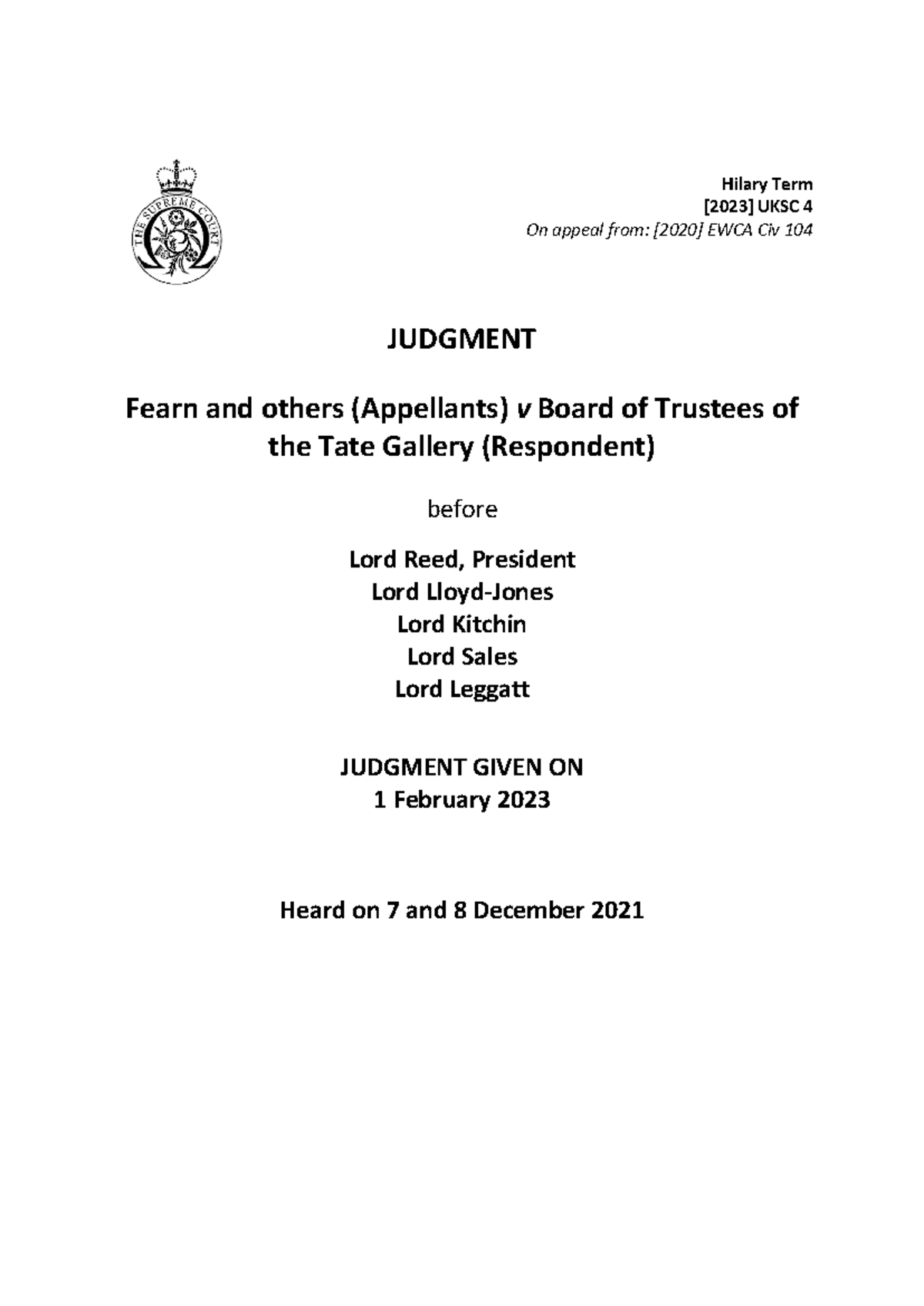 Uksc-2020-0056-judgment 4 - Hilary Term [2023] UKSC 4 On appeal from ...