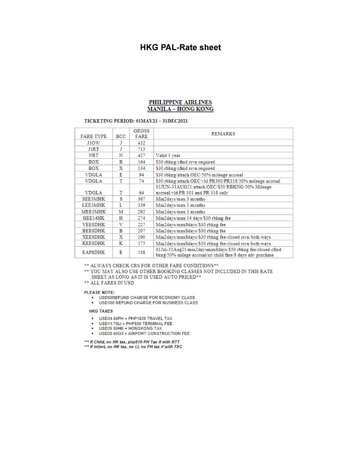 hkg-pal-rate-sheet-travel-services-hkg-pal-rate-sheet-studocu