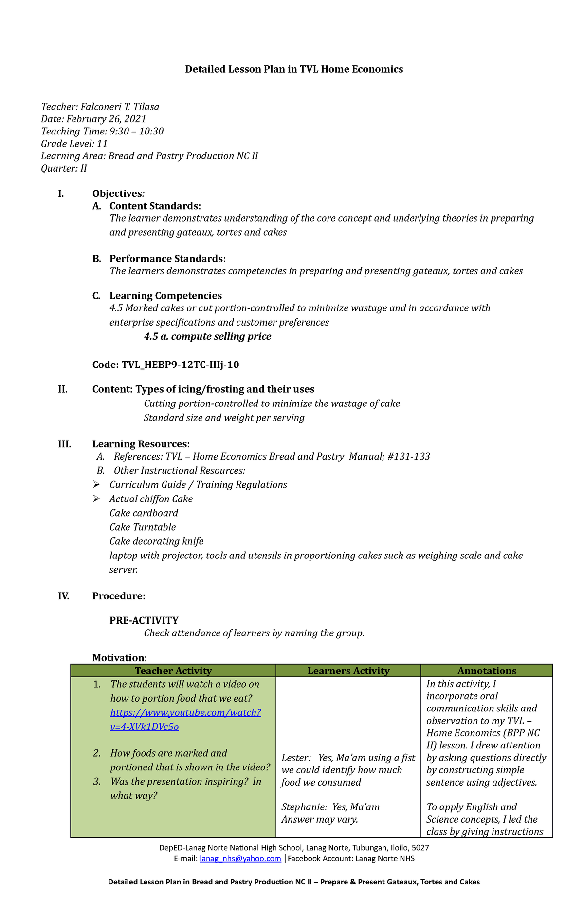 Bpp DLP support to CO 1 new normal - Detailed Lesson Plan in TVL Home ...