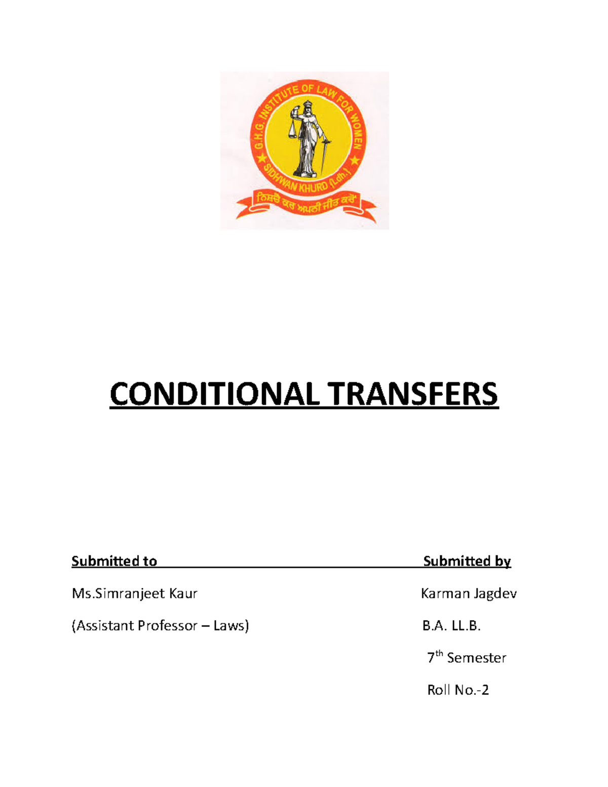 Conditional Transfers transfer of property act CONDITIONAL TRANSFERS