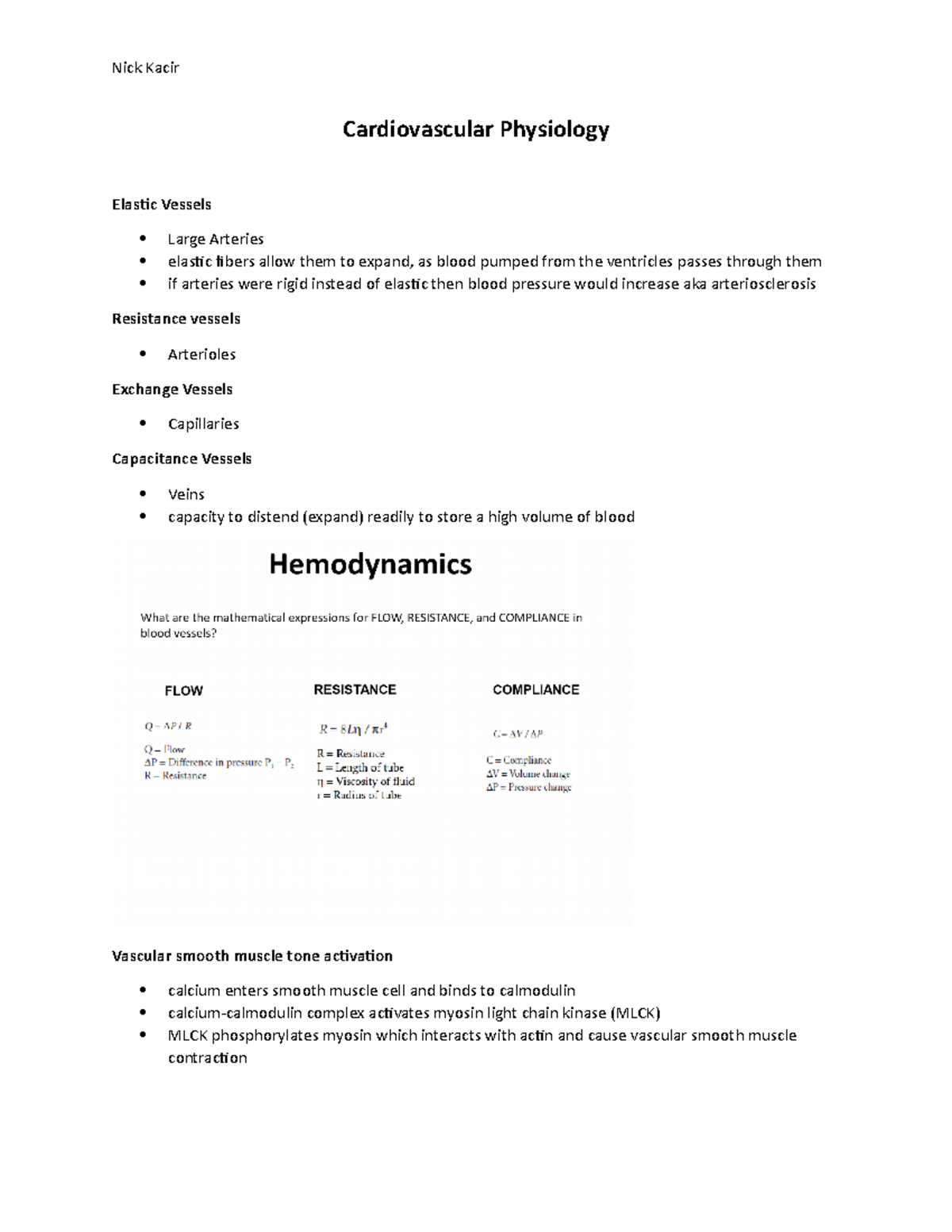 Cardiovascular Physiology outline Cardiovascular Physiology Elastic