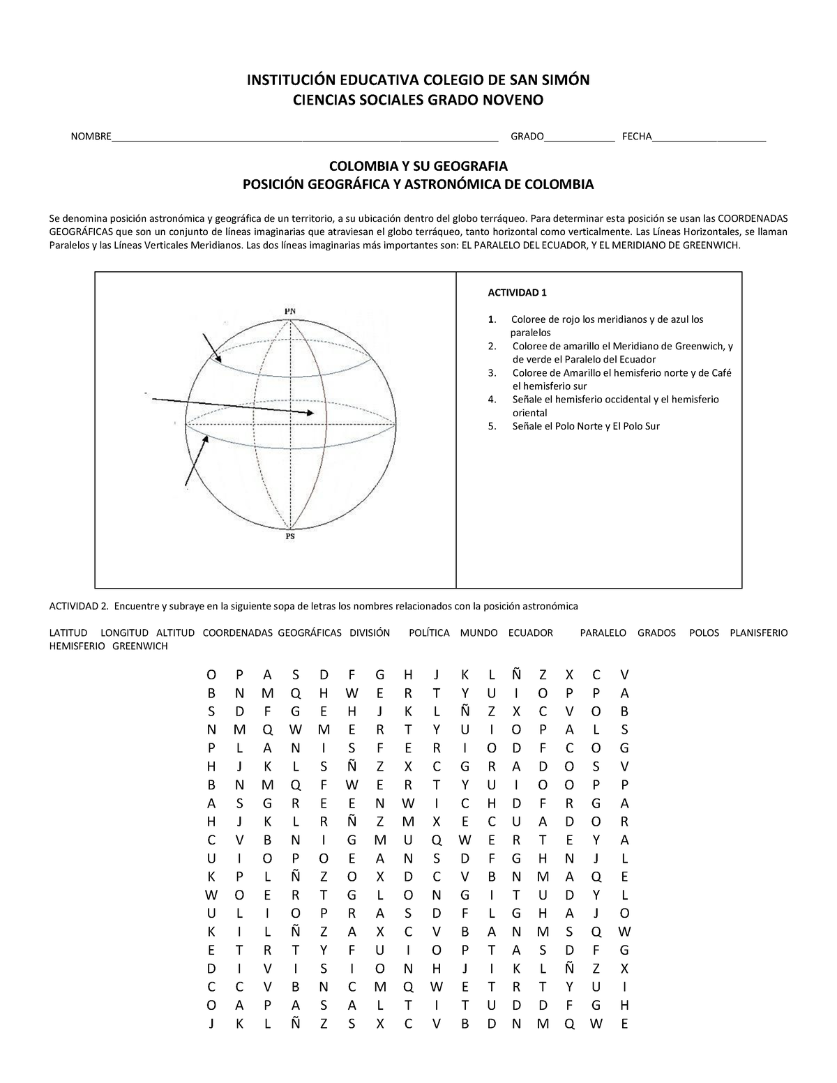 Posicion Geografica Y Astronomica DE Colombia - Ciencias Naturales ...