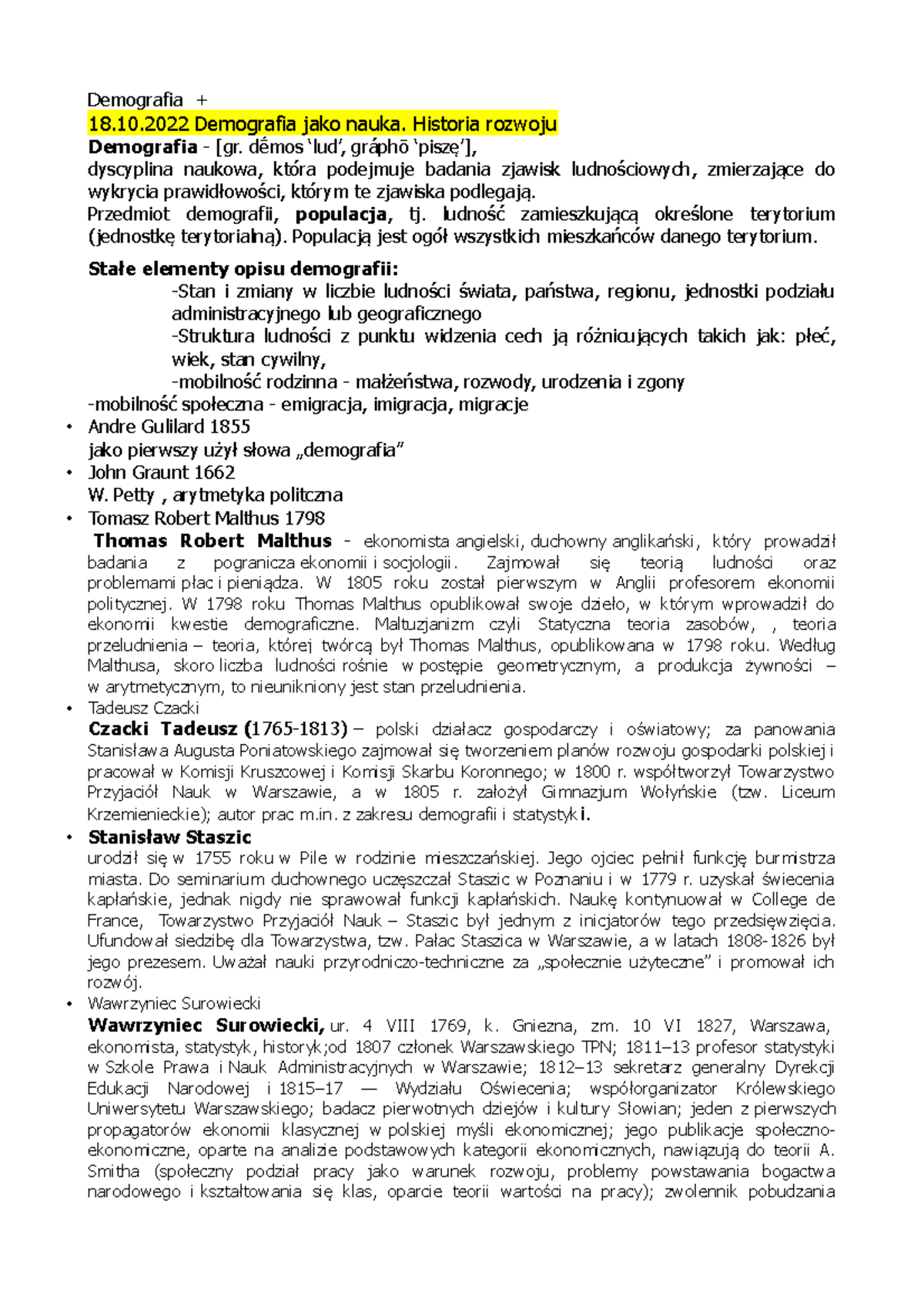 procesy demograficzne - Demografia + 18.10 Demografia jako nauka