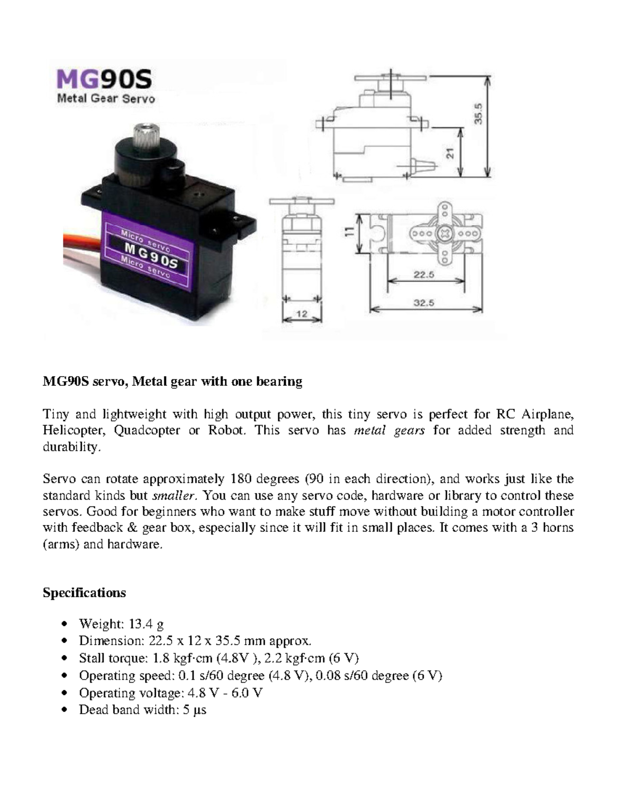 MG90SDatasheet we need datasheet to check some data from motor servo