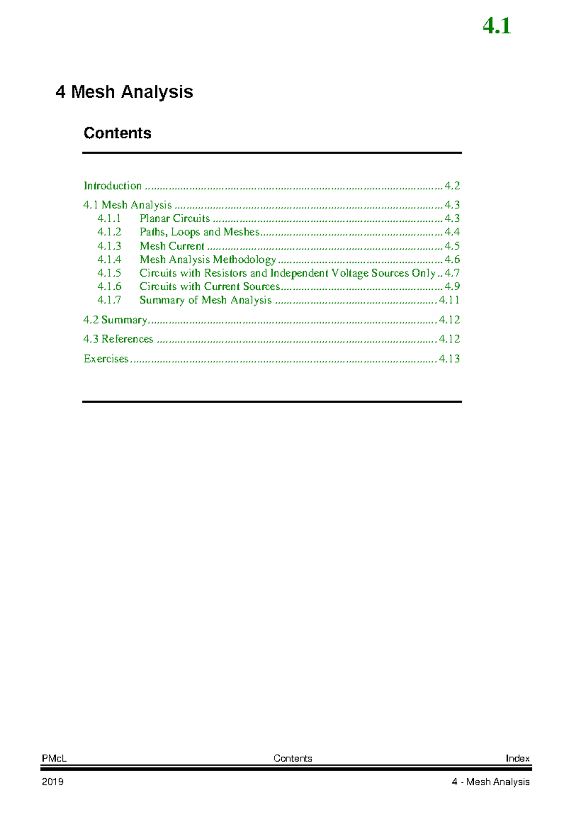 Topic 04 - Mesh Analysis - PMcL Contents Index 4 Mesh Analysis ...