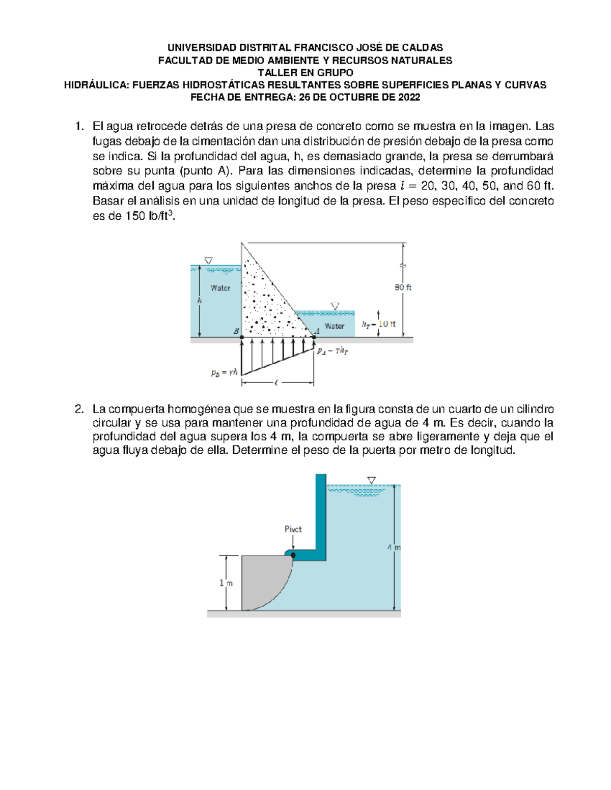 Hidraulica Ejercicio Fhss Py C Universidad Distrital Francisco Jos