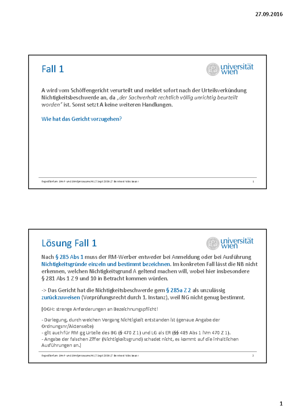 RM II FÃ¤lle Fall 1 Repetitorium Straf und Strafprozessrecht