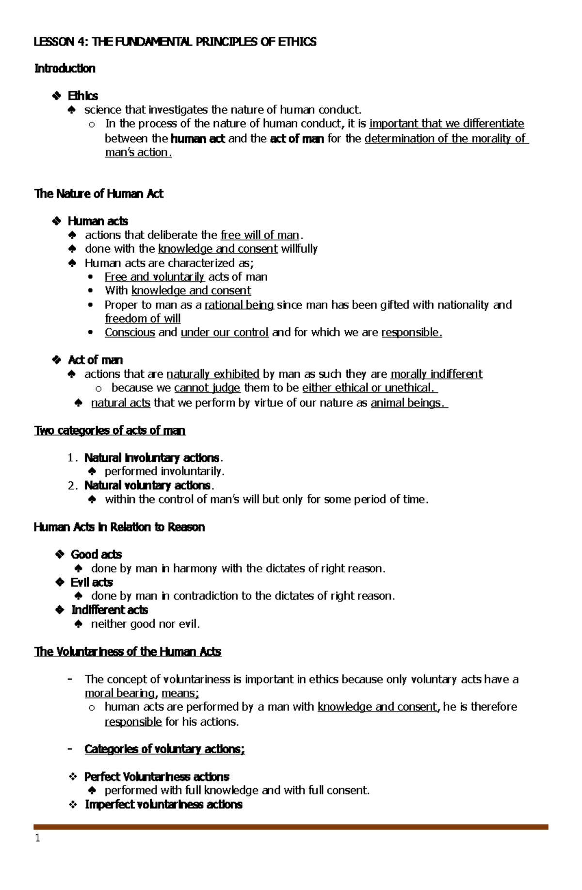 Chapter 4 the fundamental principles of ethics notes lesson 4