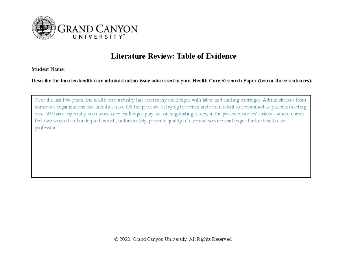 literature review hlt 364