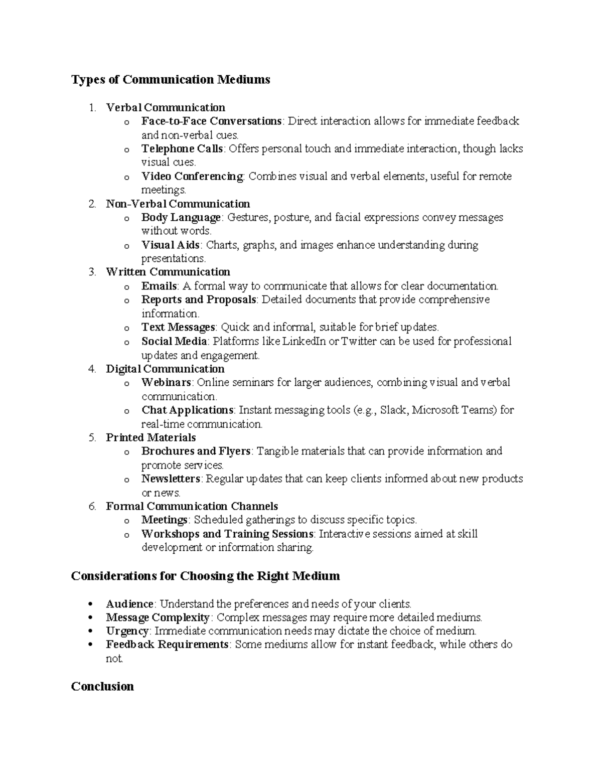 Cccc - i m student @ 2024 - Types of Communication Mediums 1. Verbal ...
