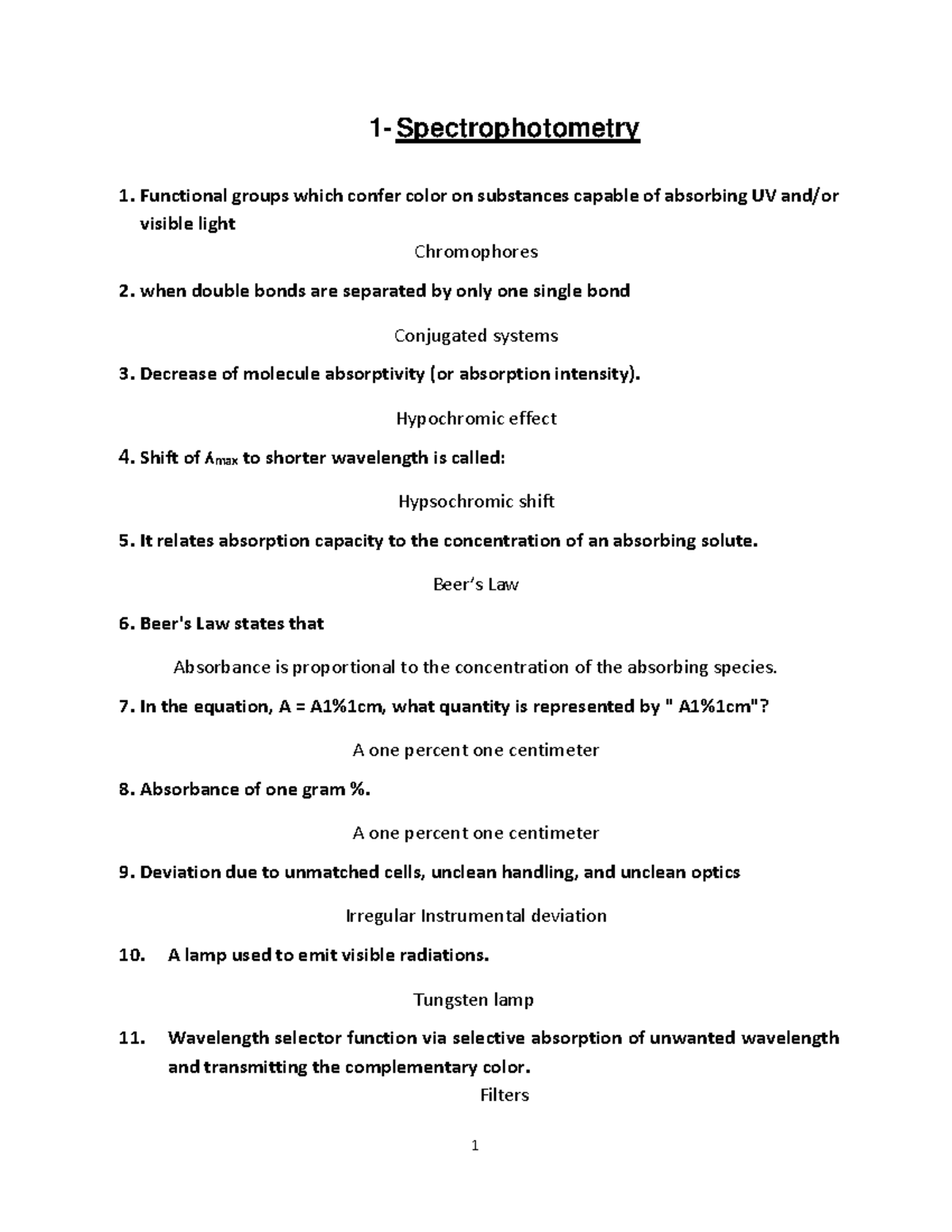 Analytical questions Gdb 1 Spectrophotometry Functional groups