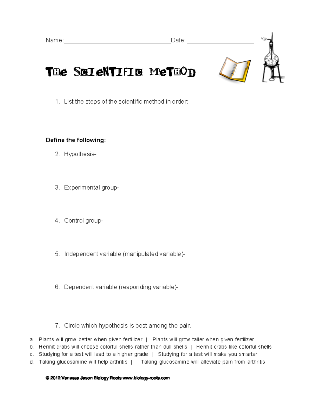 (practice) the scientific method new - Name: Date: The Scientific ...