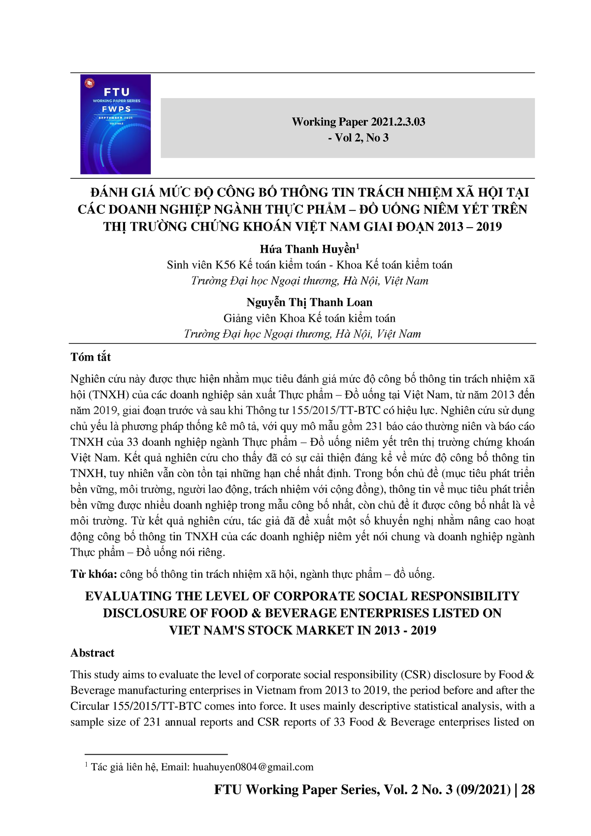 FWPS Vol 2 No 3 Paper 3 - easy - ĐÁNH GIÁ MỨC ĐỘ CÔNG BỐ THÔNG TIN ...