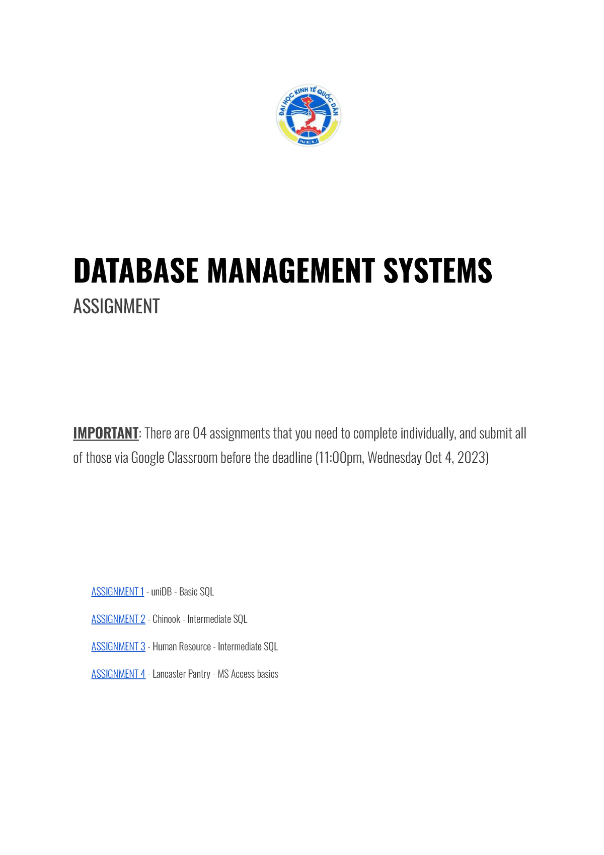 assignment ebd meaning