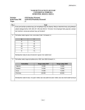 Soal Espa4123 Tmk3 1 - Tmk3 - ESPA4123- 1 Dari 1 NASKAH TUGAS MATA ...