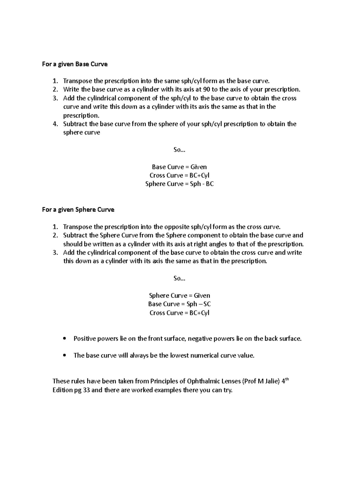 Toric Transpositon Rules - For a given Base Curve 1. Transpose the ...