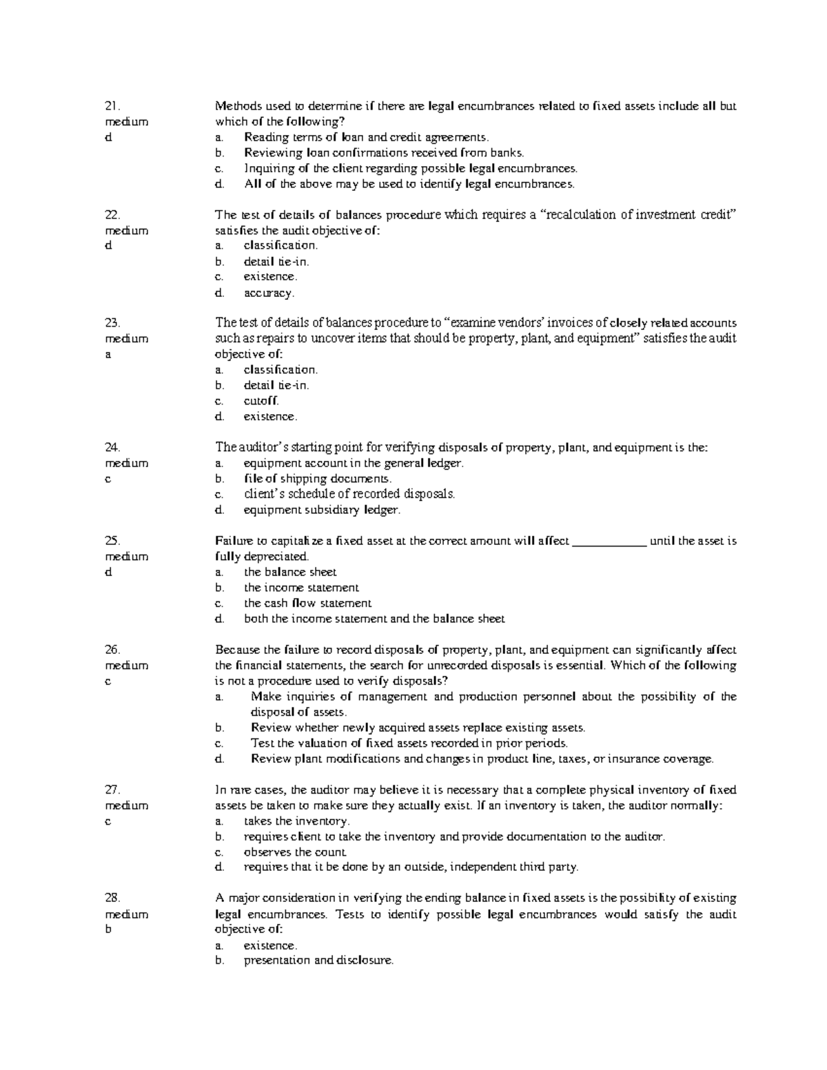 Aud Theory Part 3: Test of Details of Balances - 21. medium Methods ...