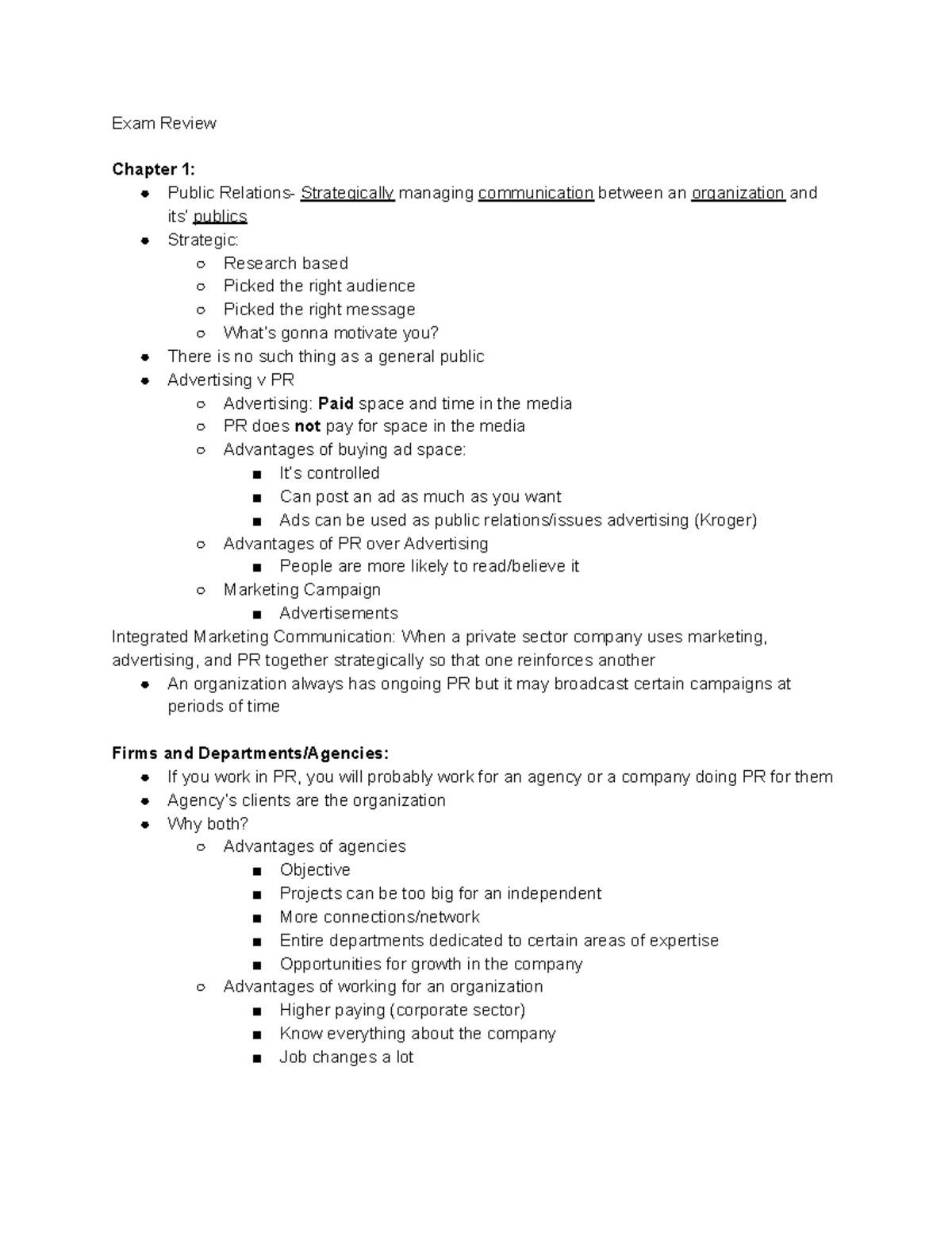 PR 270 Exam 1 Review - Study Guide for Public Relations Exam 1 with ...