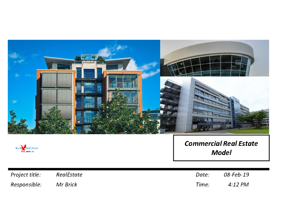 Commercial Real Estate Model Project title RealEstate Date 08Feb