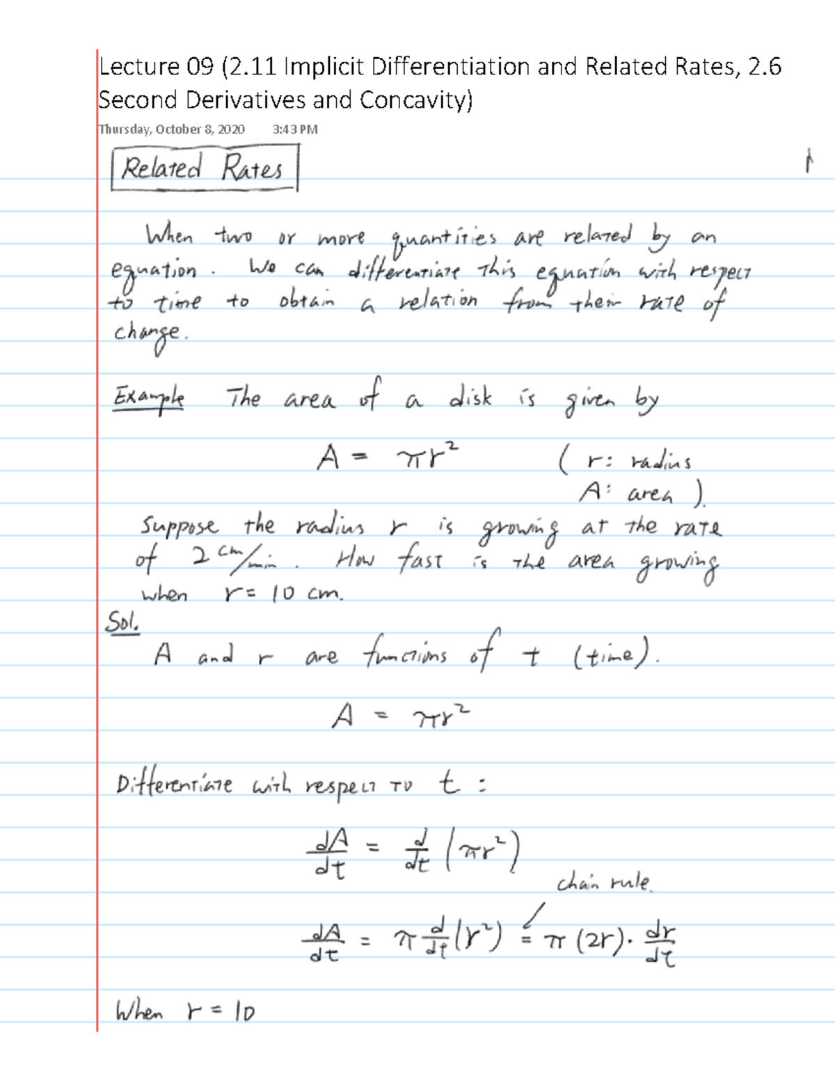 Lecture 09 2 11 implicit differentiation and related rates 2 6 second