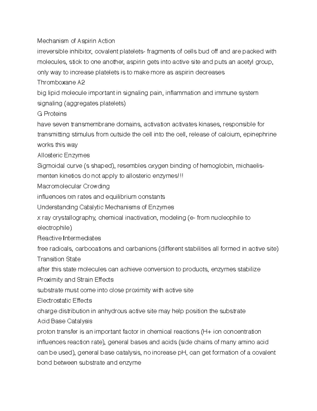 Bmb211 5 BMB 211 study guide Mechanism of Aspirin Action