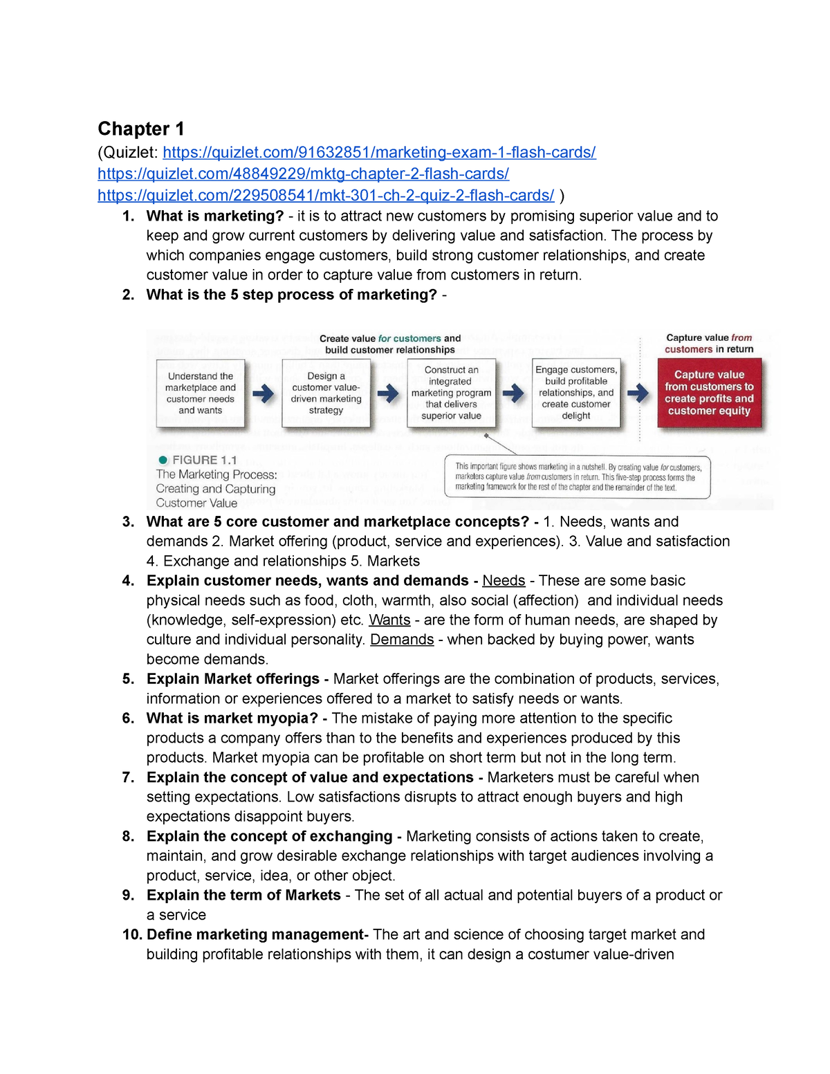 Marketing - Notes - Chapter 1 (Quizlet: Quizlet/91632851/marketing-exam ...