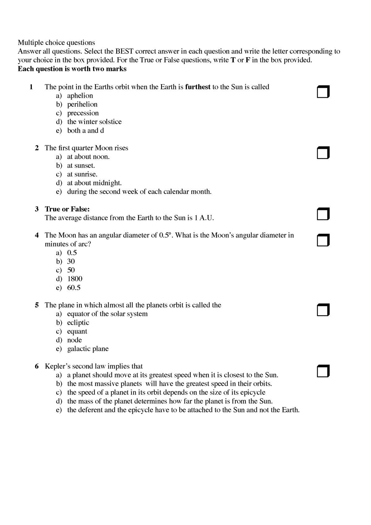 Exam 2009 Questions Phy1ast Latrobe Studocu