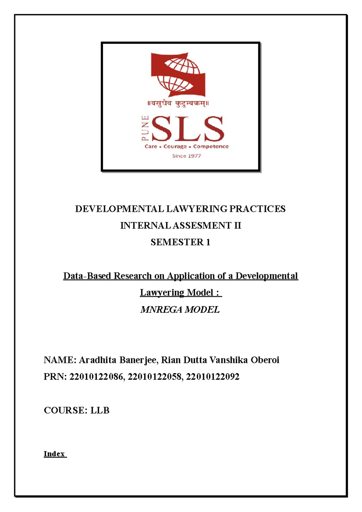 DLP Assignment II - dlp model - DEVELOPMENTAL LAWYERING PRACTICES ...