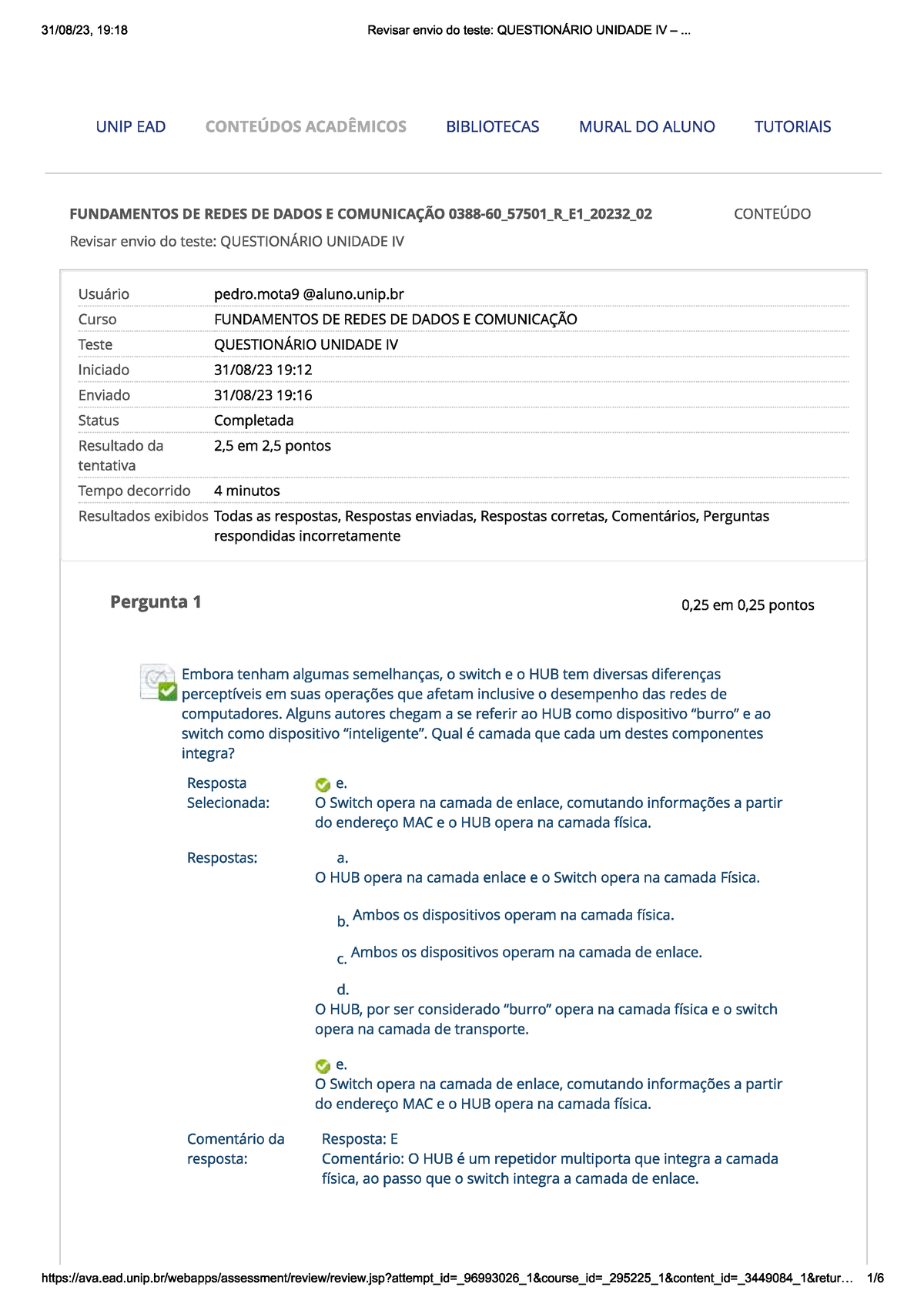 Questionario Unidade IV Fundamentos DE Redes E Comunicaçao ...